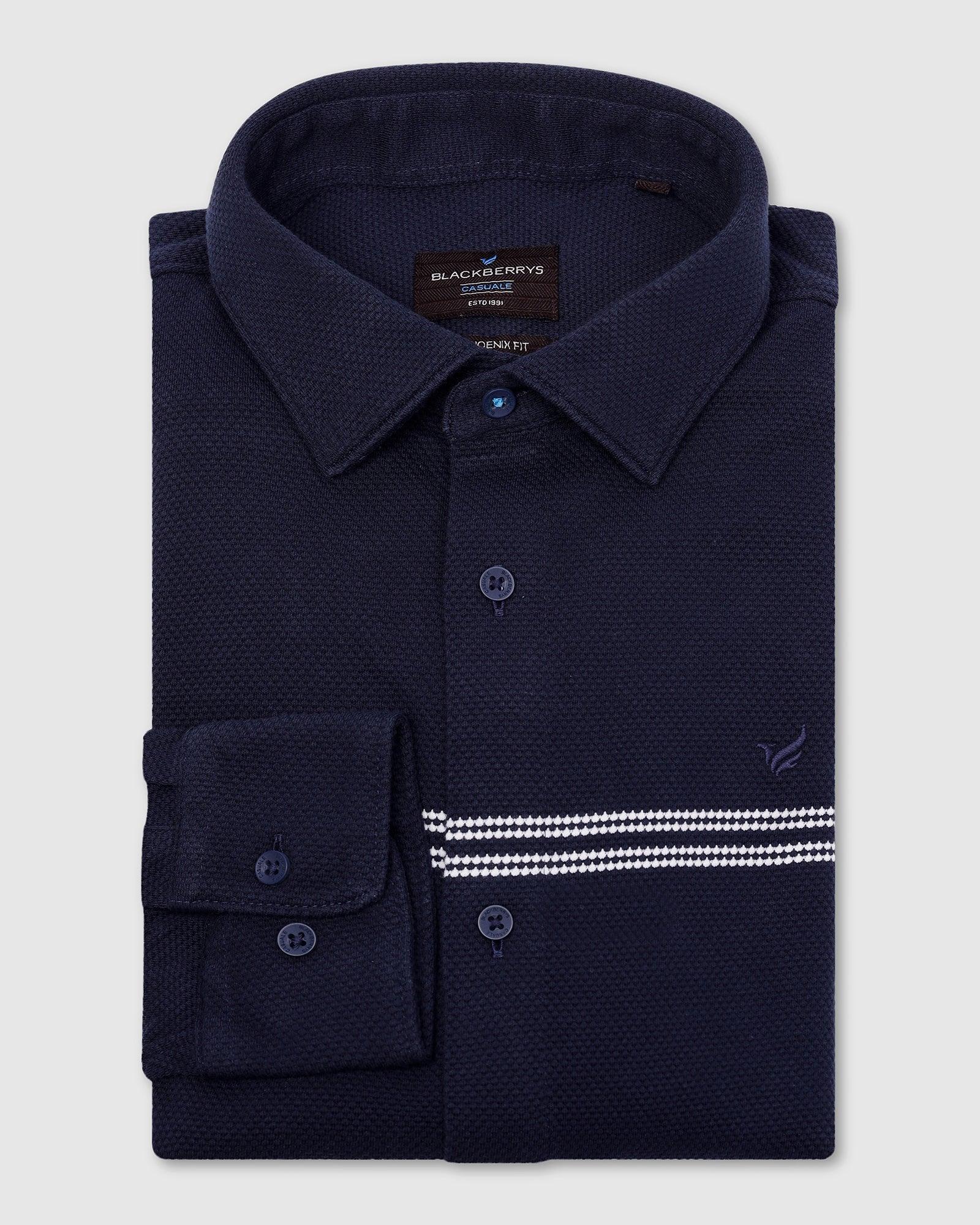 Casual Navy Textured Shirt - Liv - Image 5