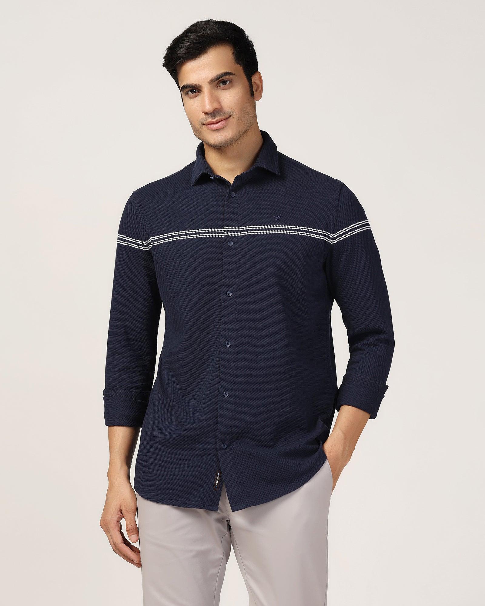 Casual Navy Textured Shirt - Liv - Image 6