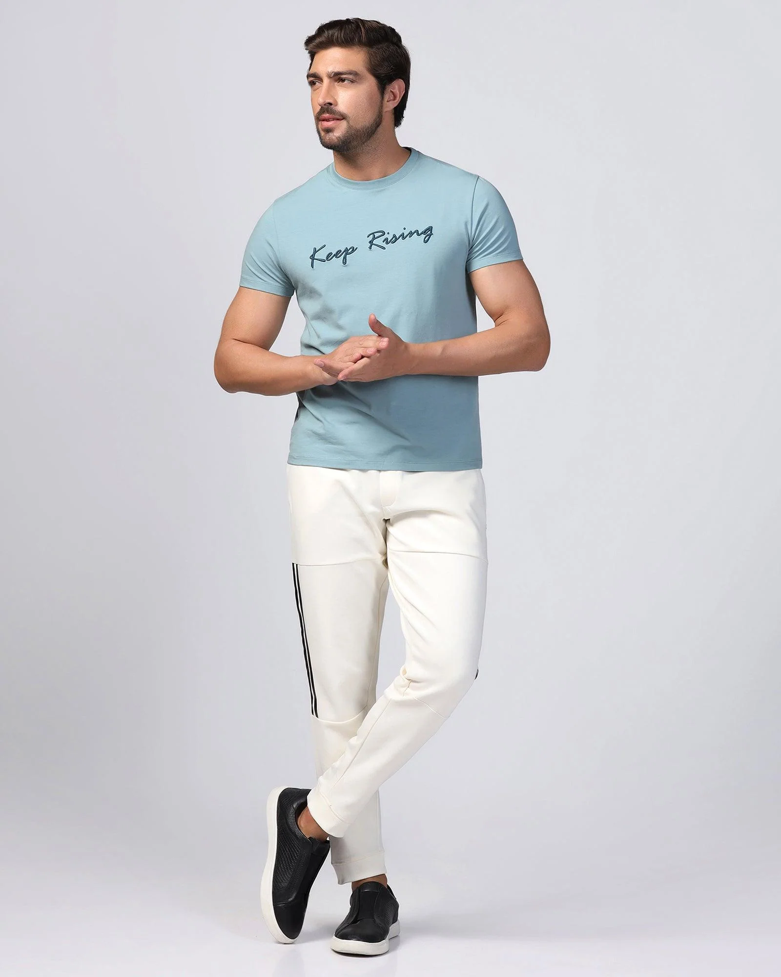 Casual Off White Solid Jogger - Boss