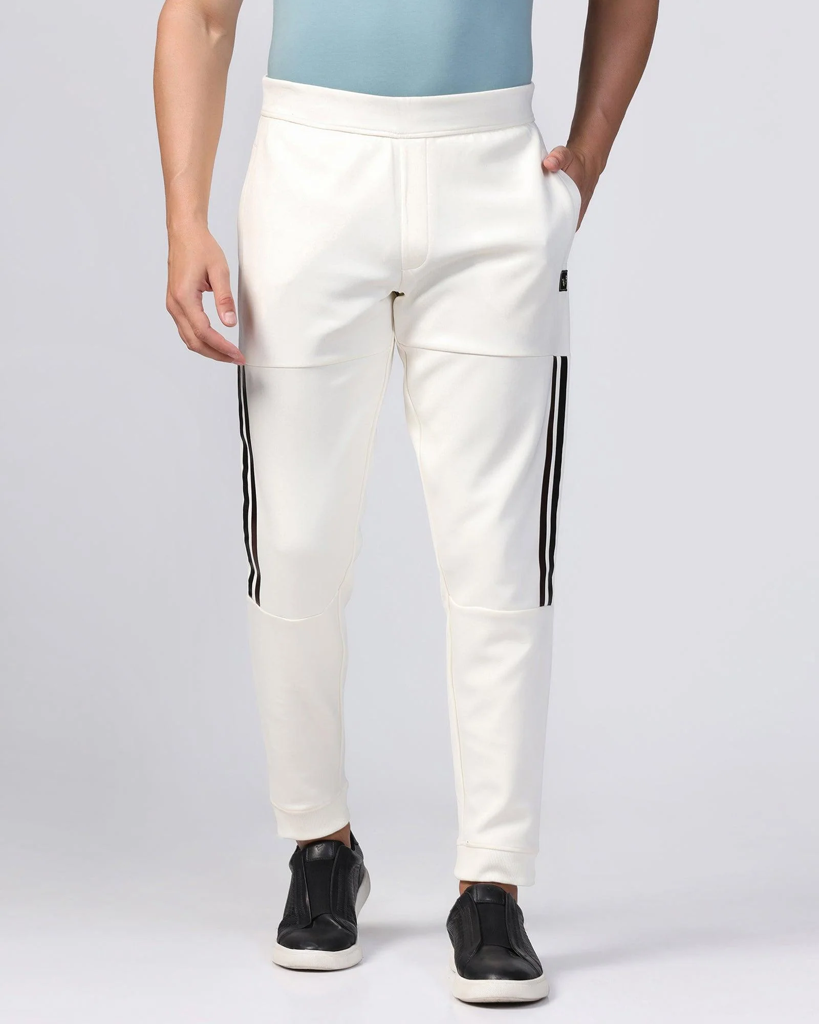 Casual Off White Solid Jogger - Boss - Image 3