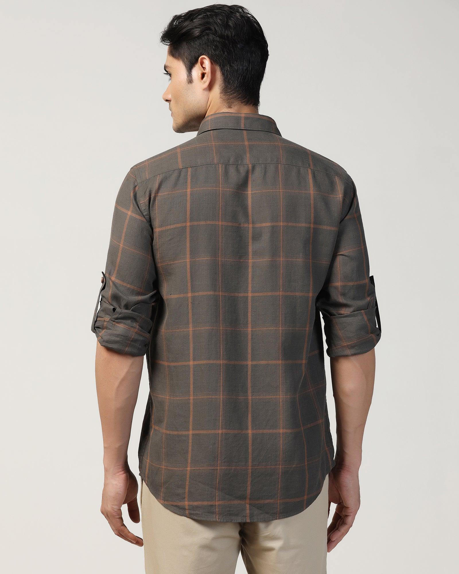 Casual Olive Check Shirt - Kazo - Image 2