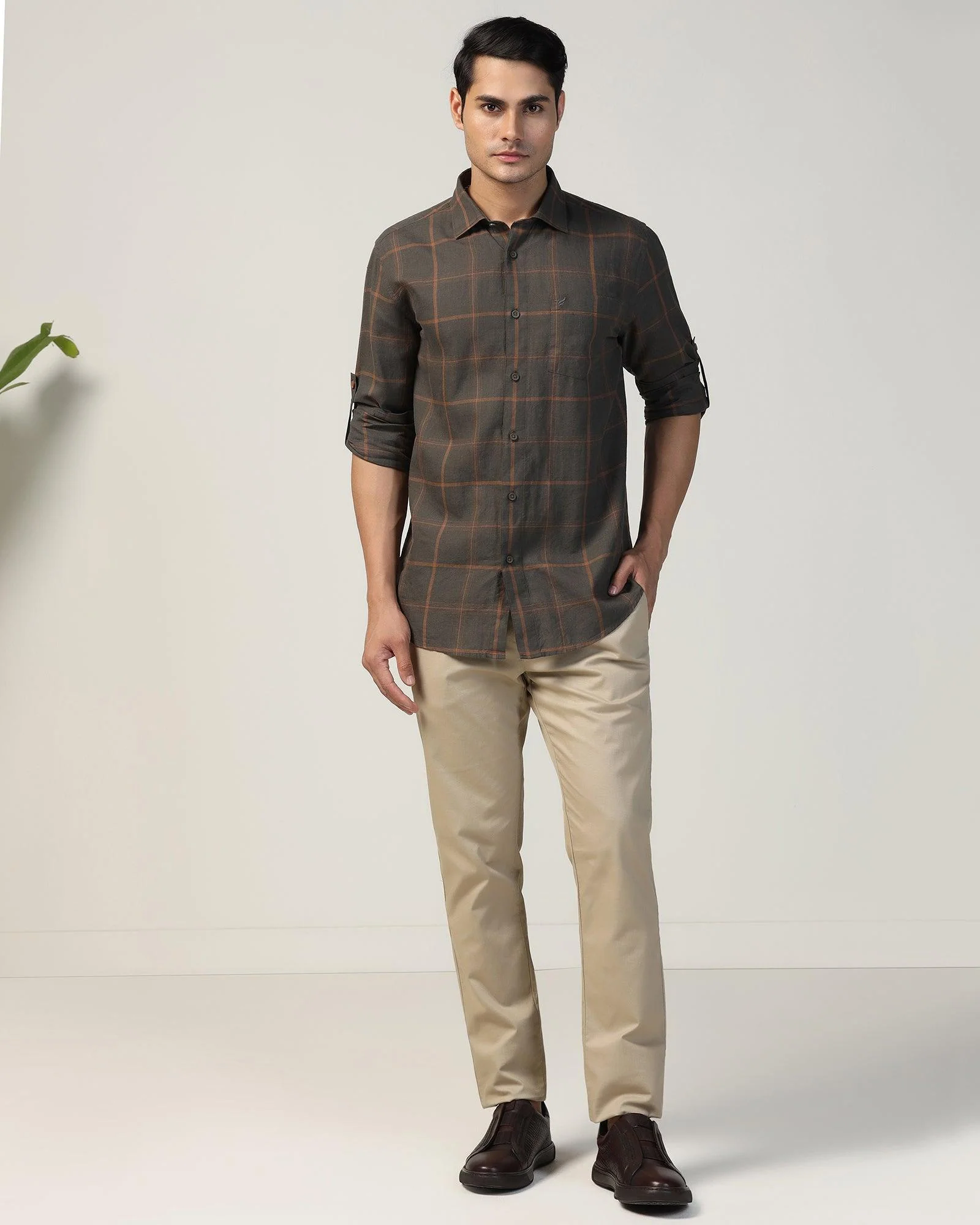 Casual Olive Check Shirt - Kazo - Image 3