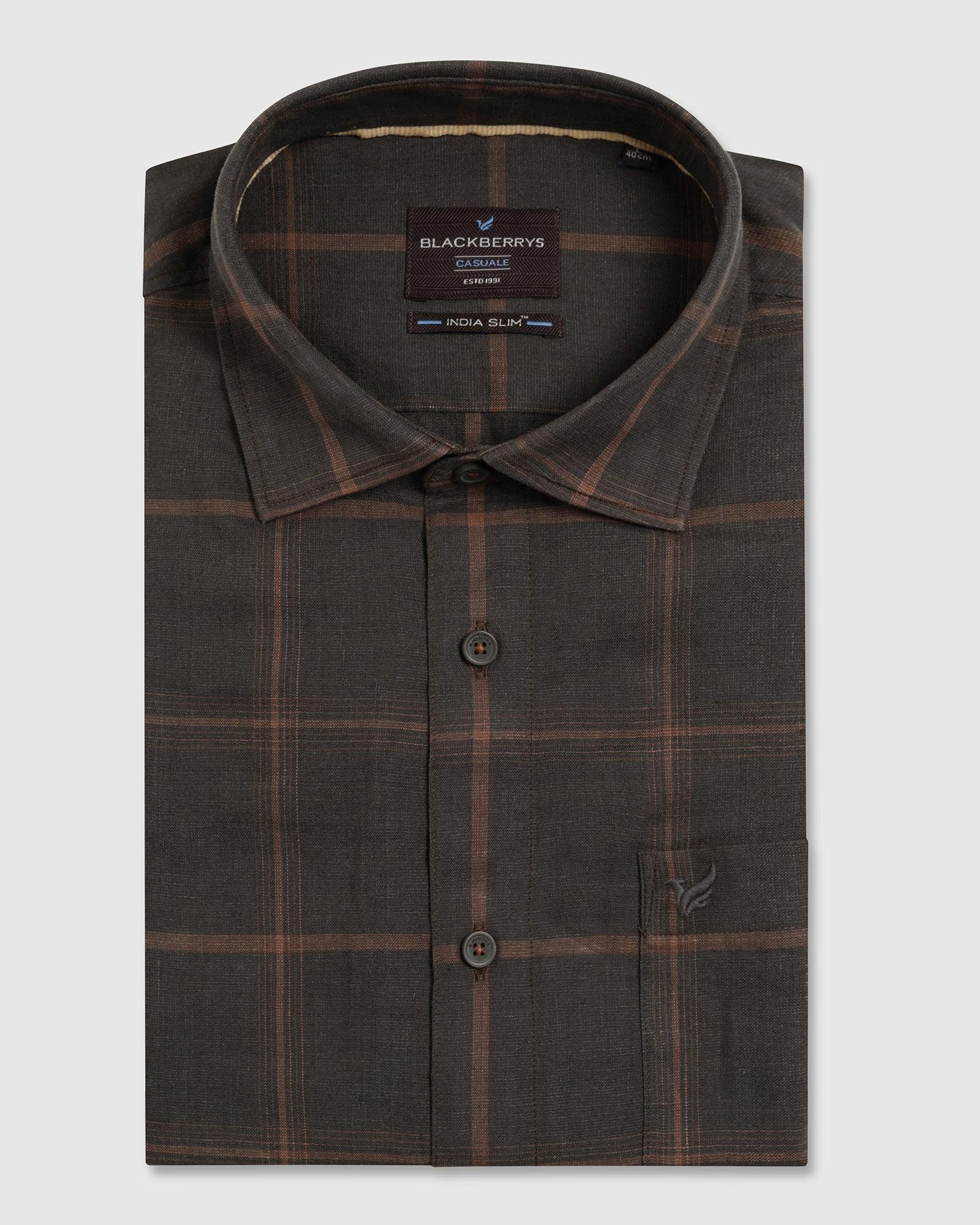 Casual Olive Check Shirt - Kazo - Image 5