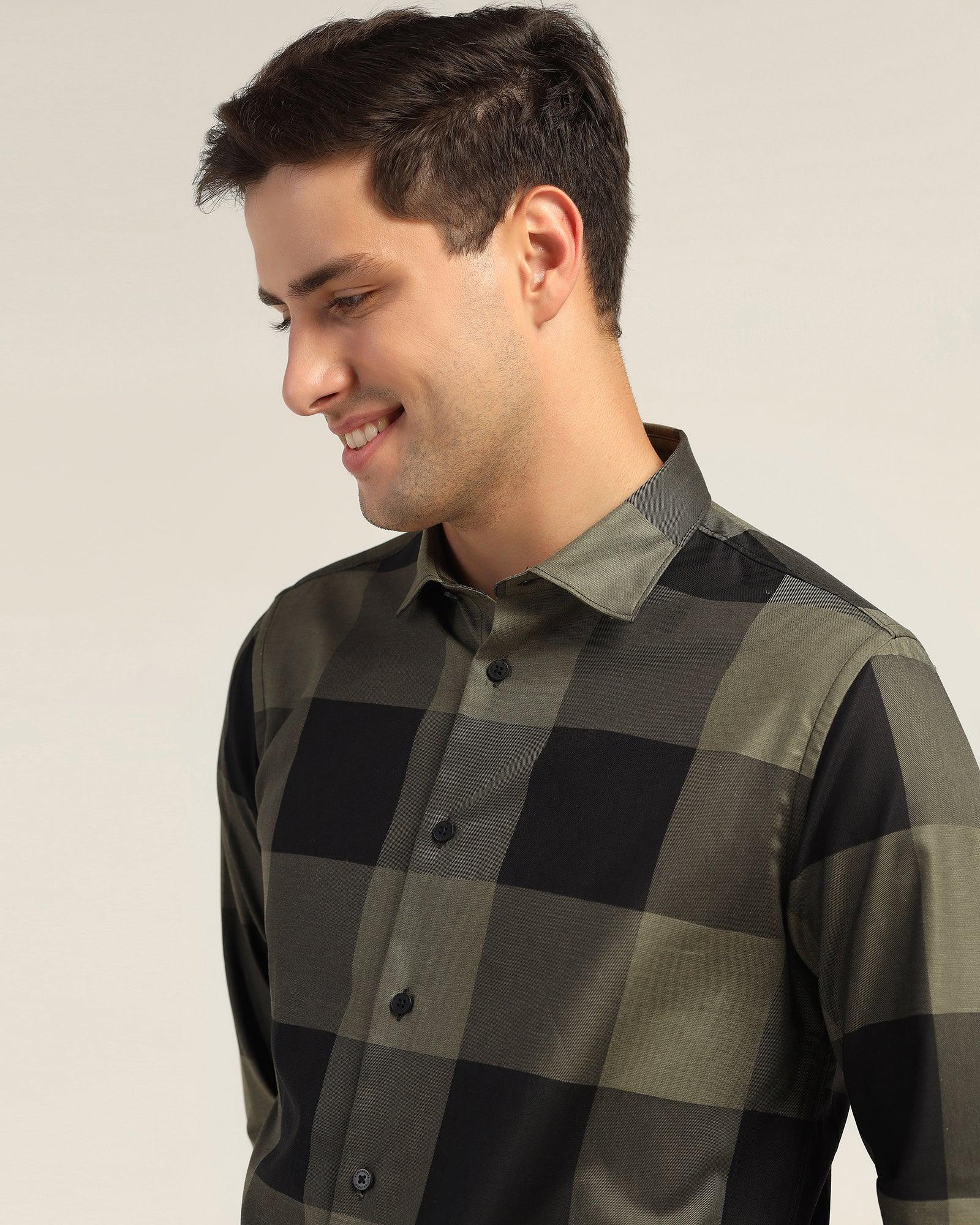 Casual Olive Check Shirt - Sienna - Image 4