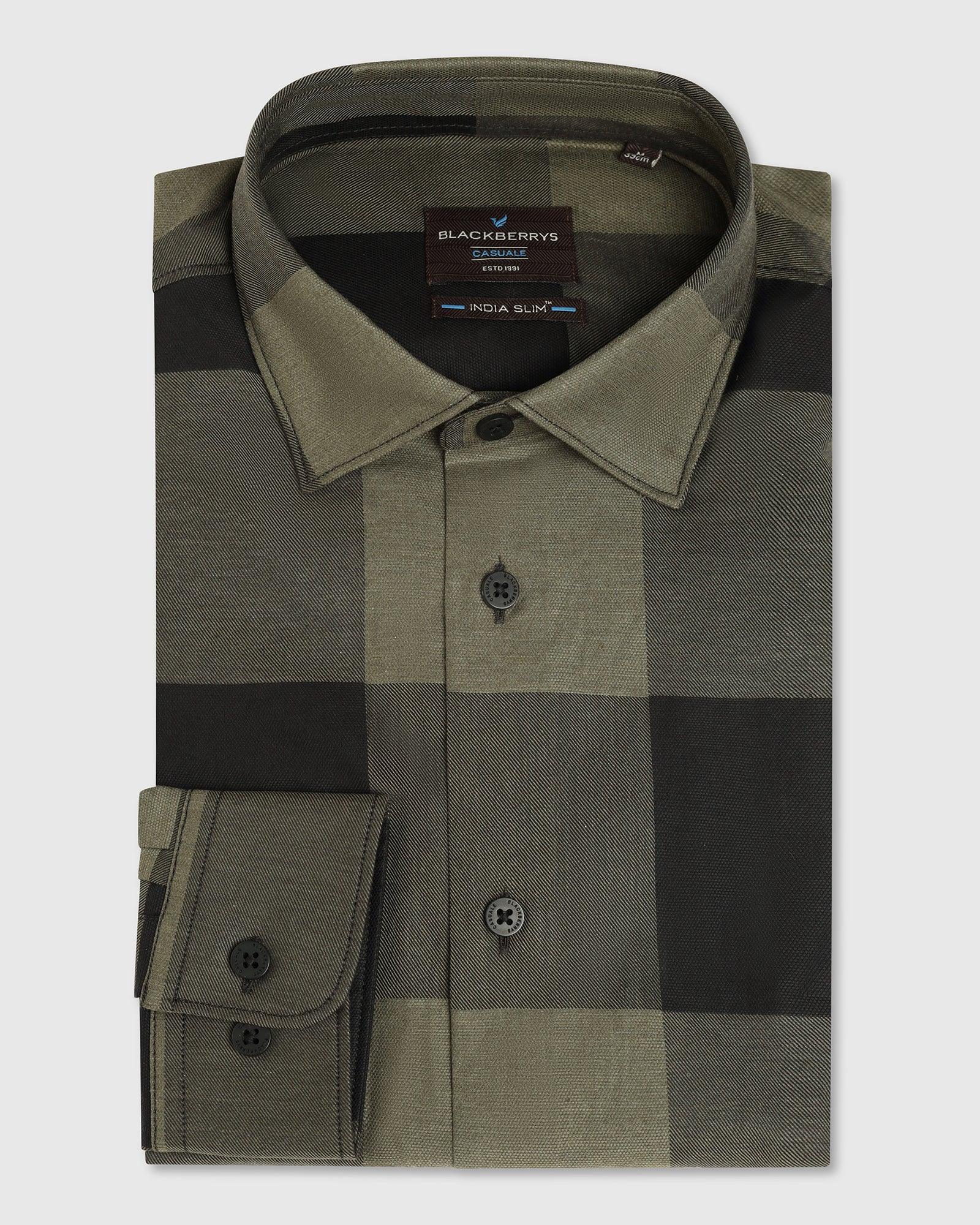 Casual Olive Check Shirt - Sienna - Image 5