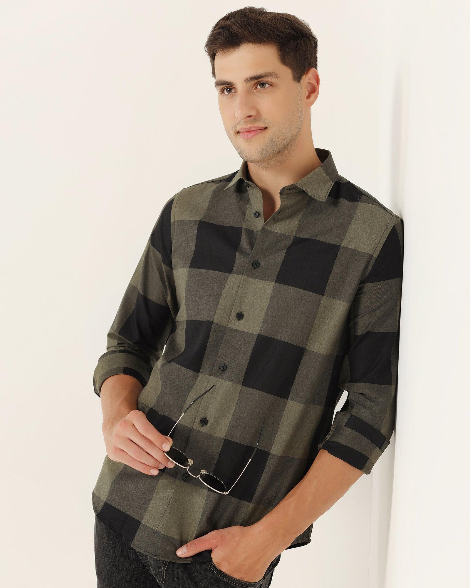 Casual Olive Check Shirt - Sienna - Image 7