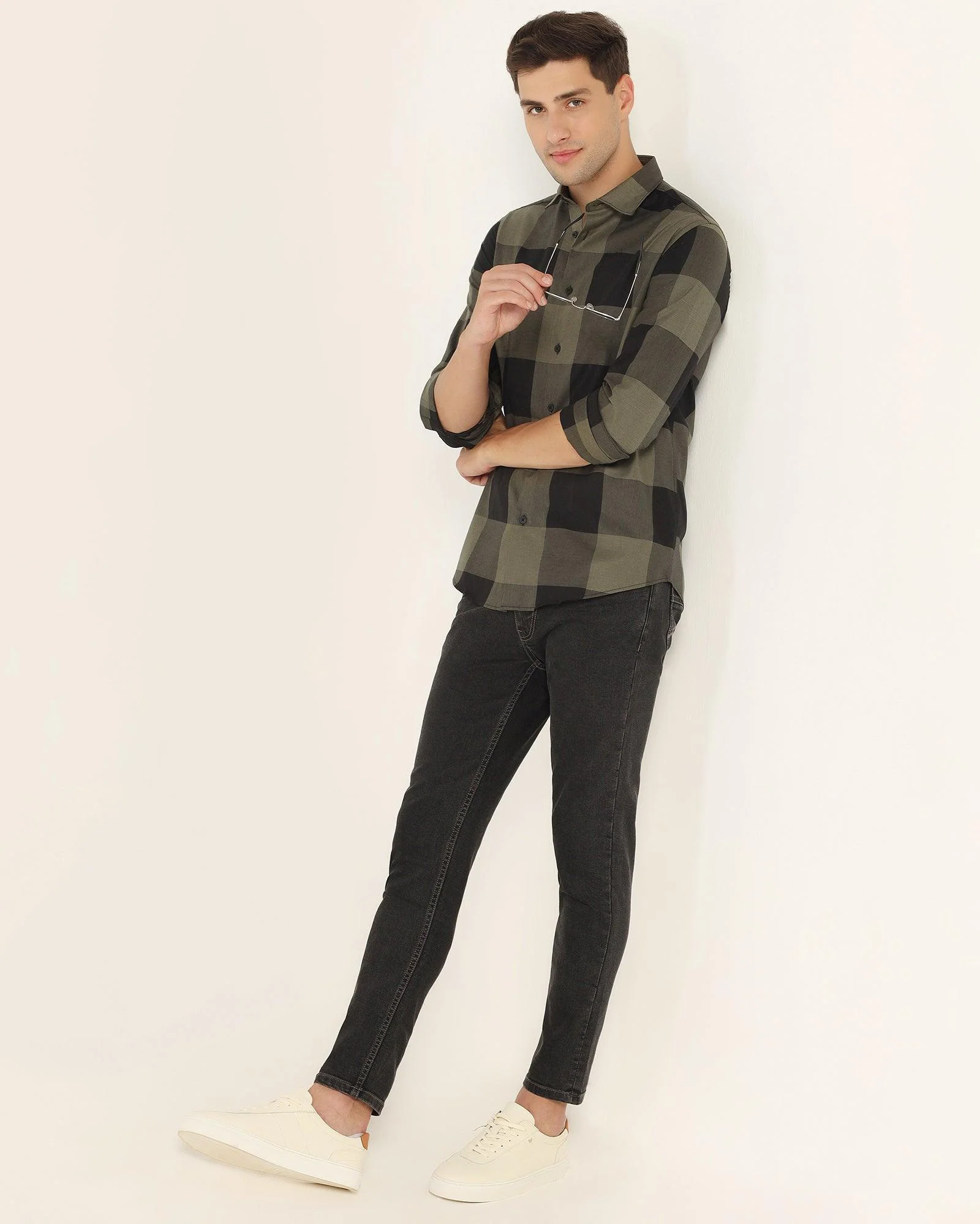 Casual Olive Check Shirt - Sienna - Image 8