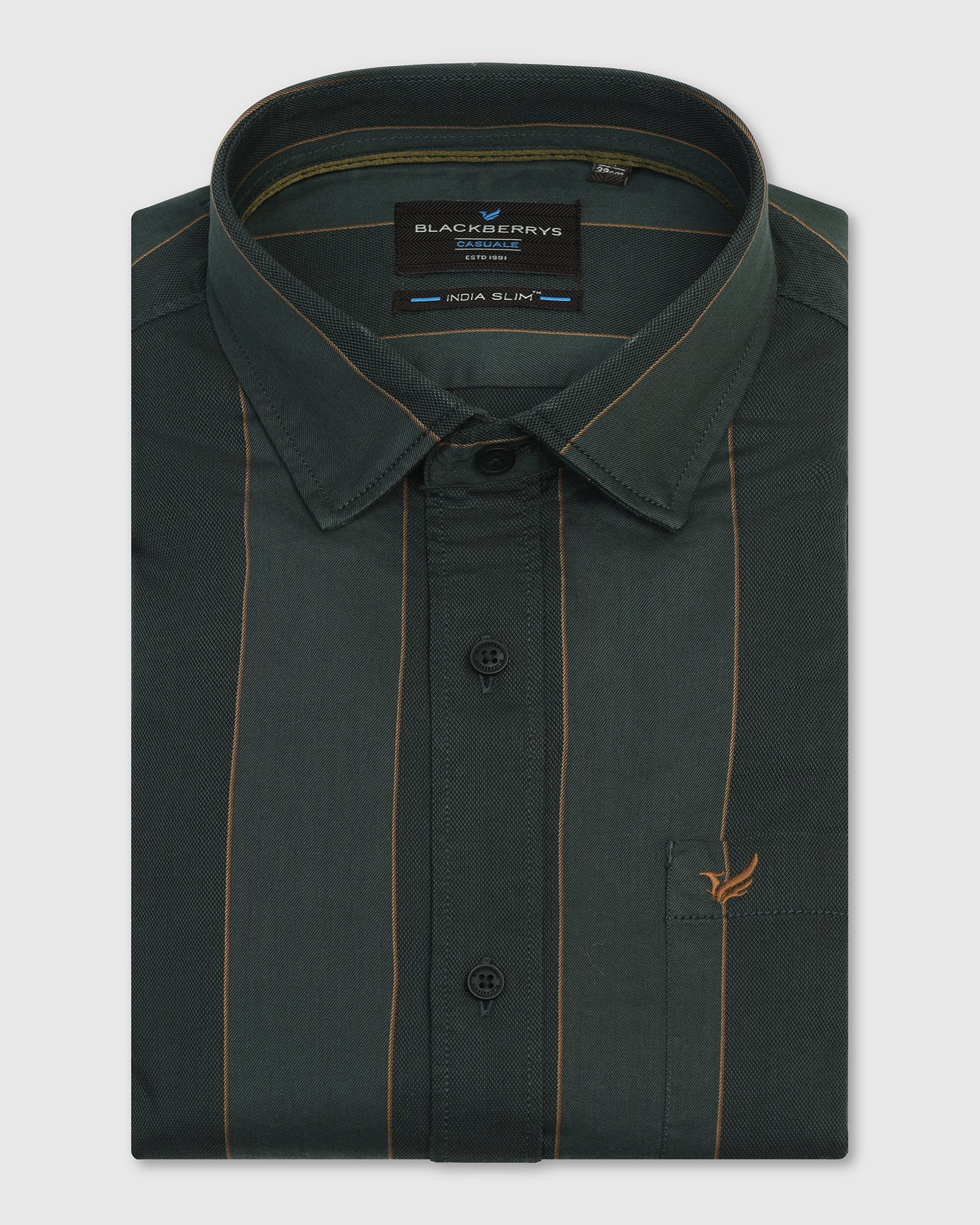 Casual Olive Stripe Shirt - Bunji - Image 5