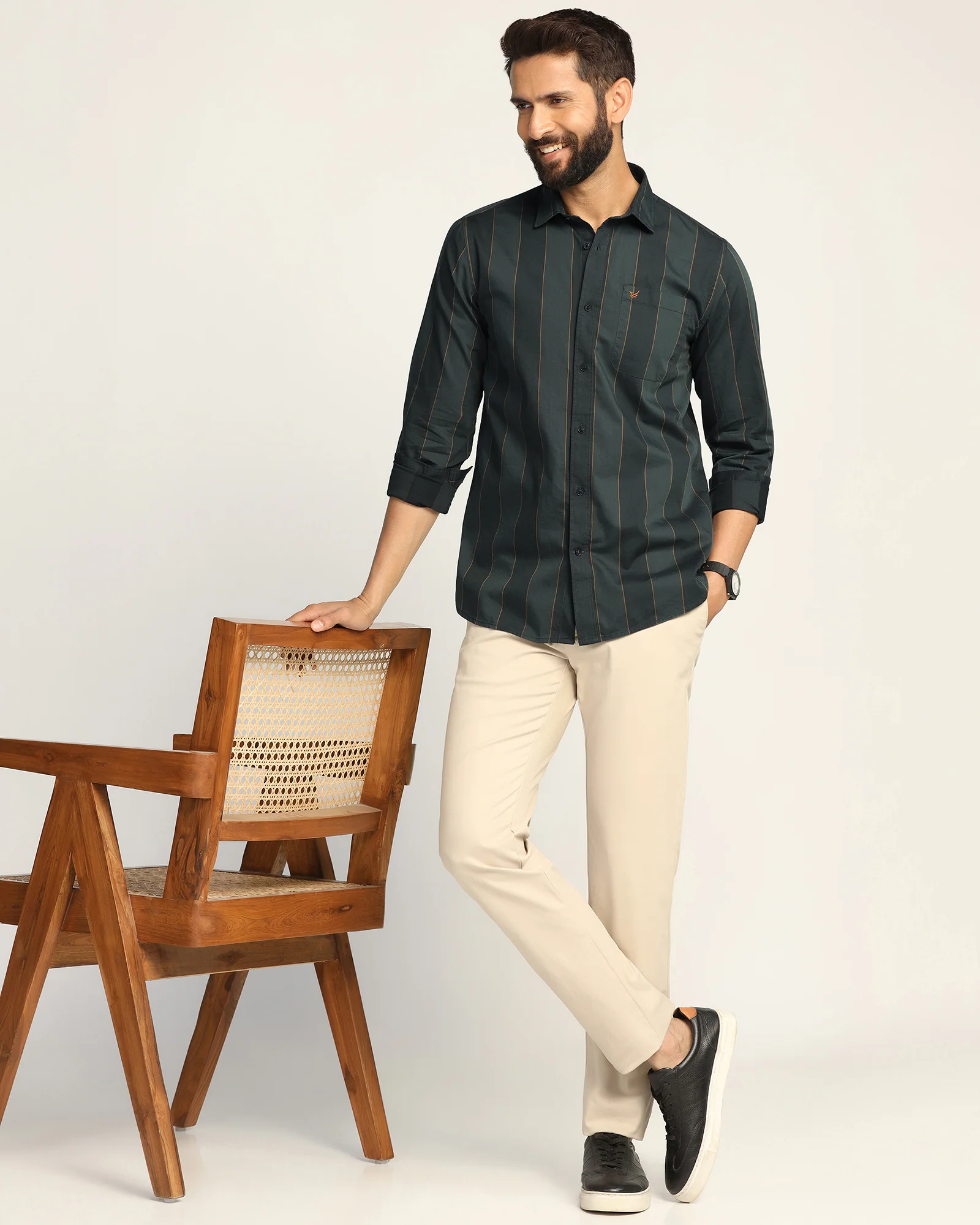 Casual Olive Stripe Shirt - Bunji - Image 8