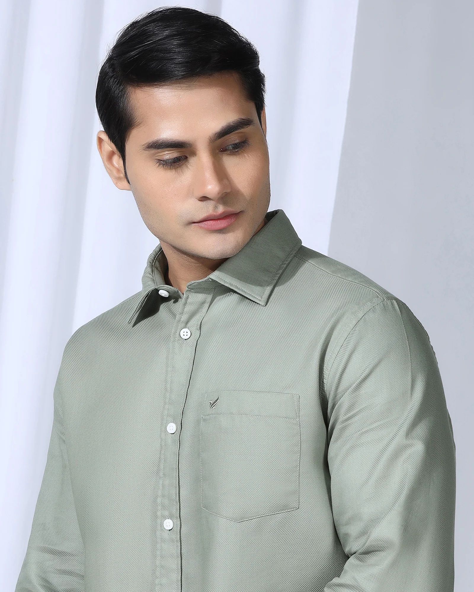 Casual Olive Textured Shirt - Caty - Image 4