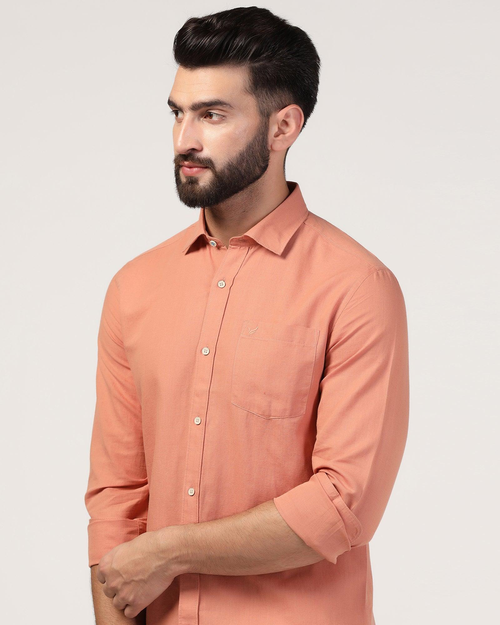 Casual Peach Solid Shirt - Lang - Image 4