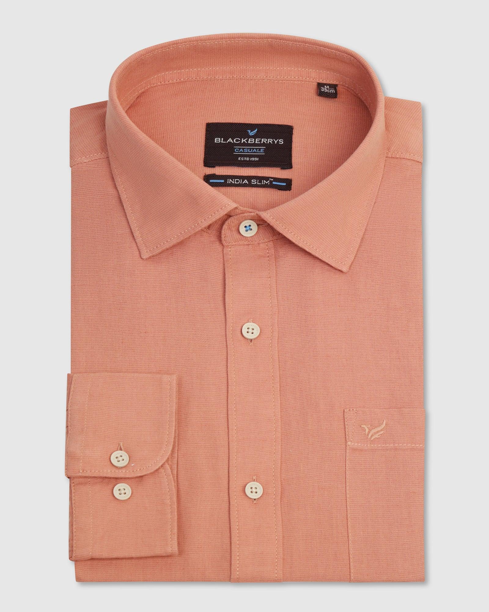 Casual Peach Solid Shirt - Lang - Image 5