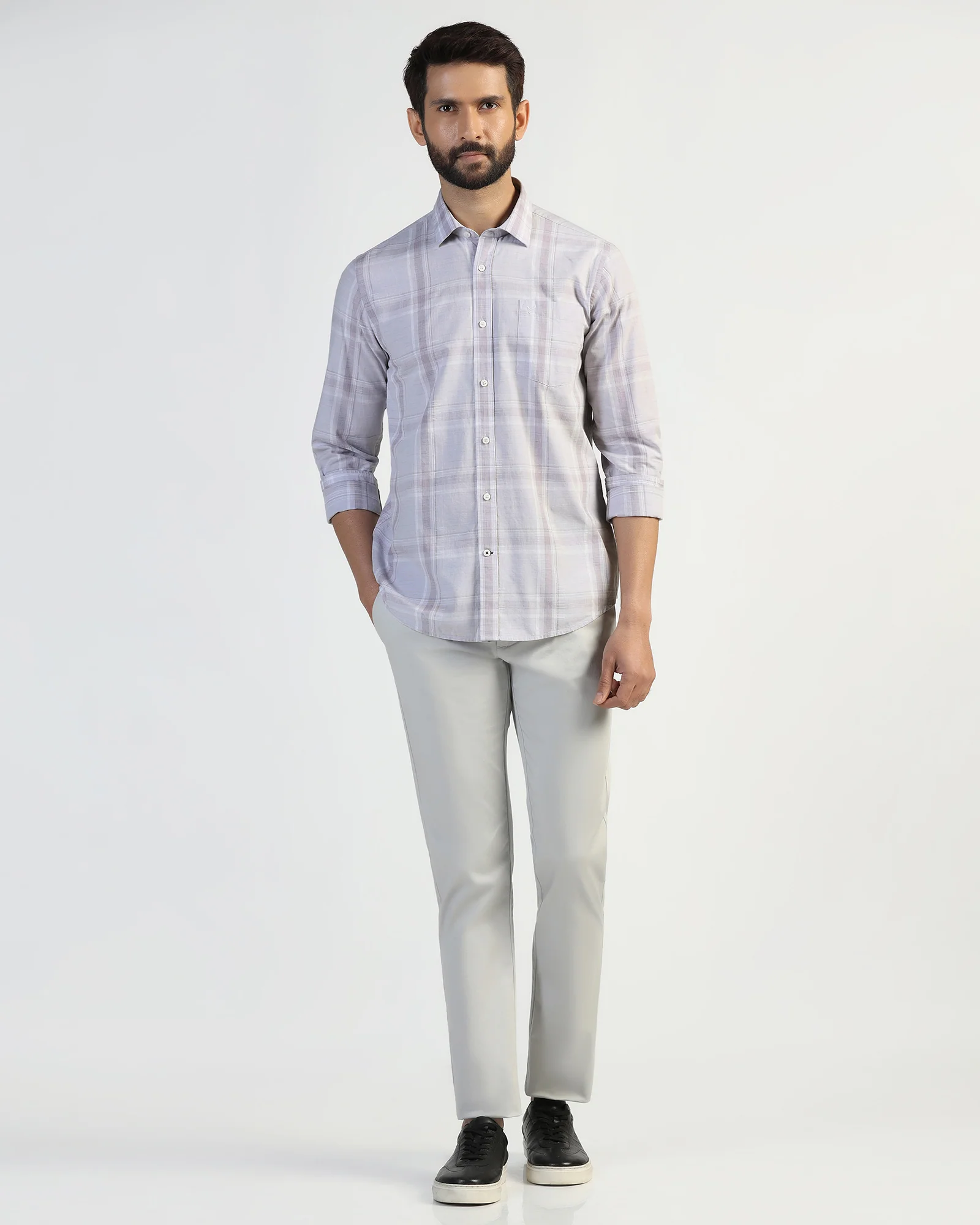 Casual Purple Check Shirt - Revon - Image 3