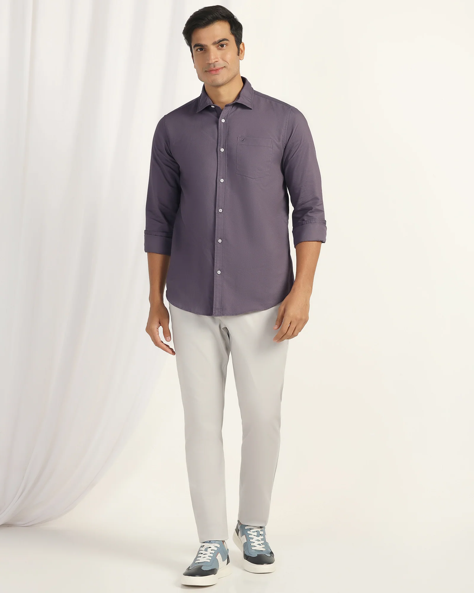 Casual Purple Textured Shirt - Caty - Image 3