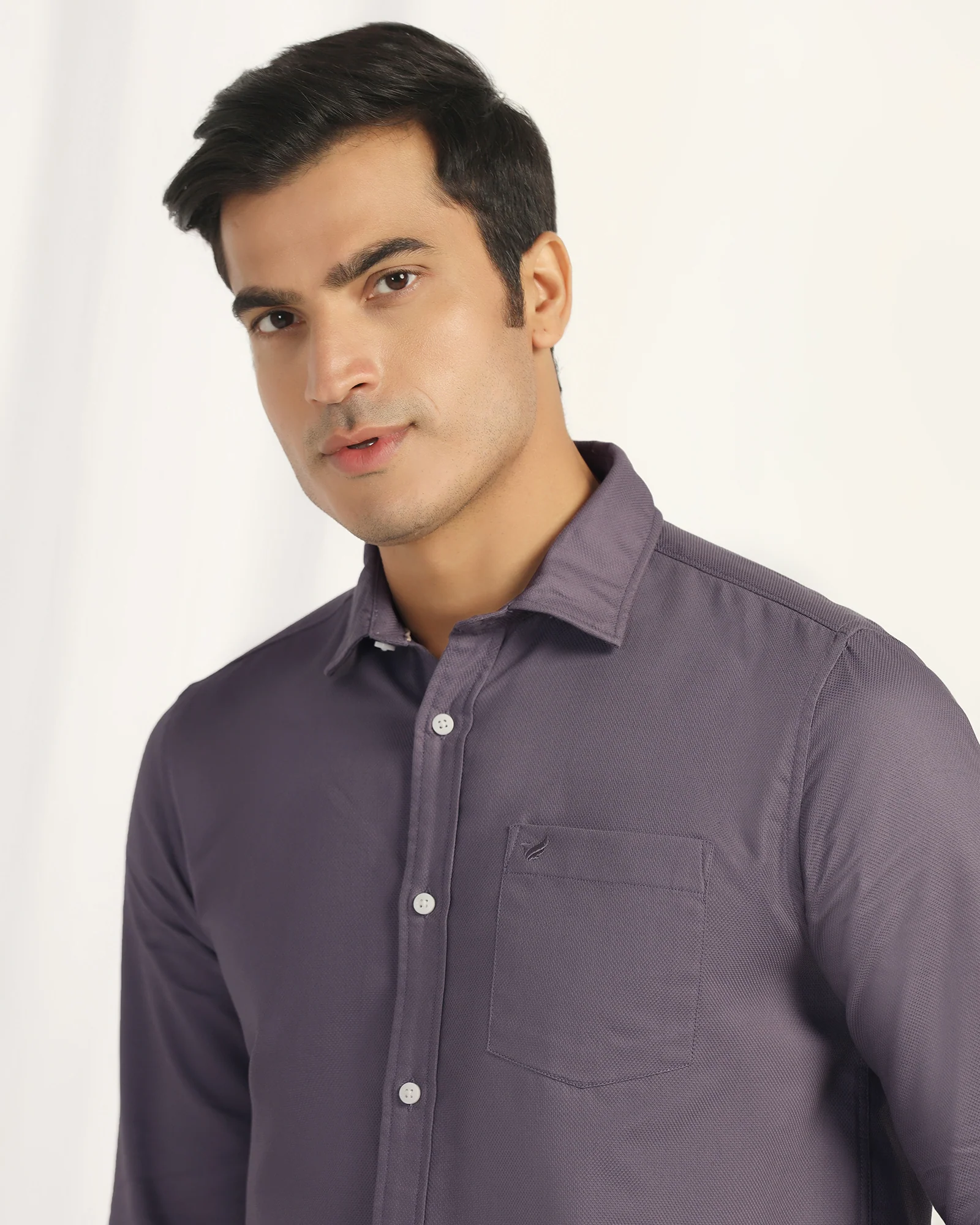 Casual Purple Textured Shirt - Caty - Image 4