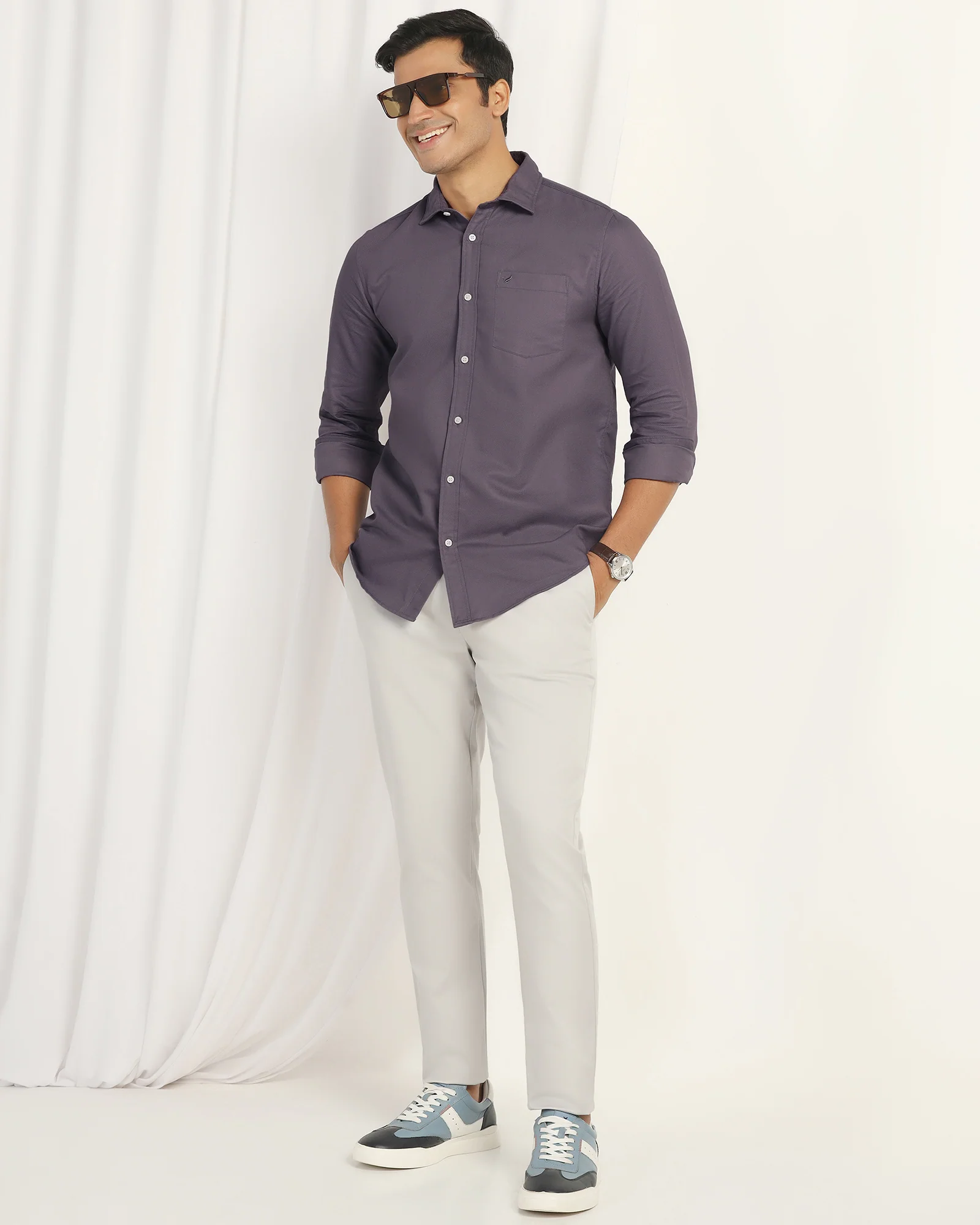Casual Purple Textured Shirt - Caty - Image 7