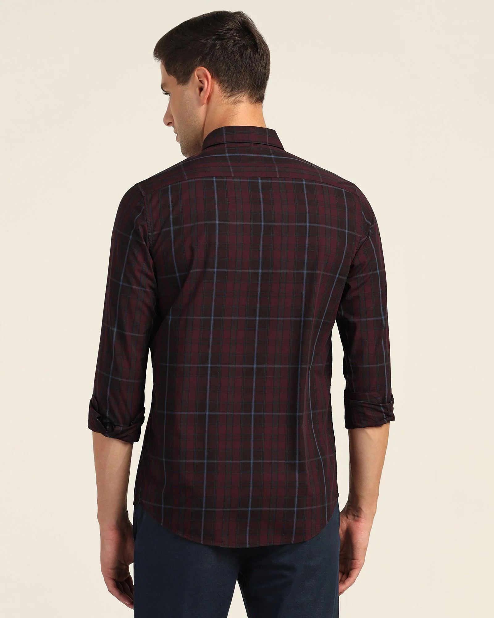 Casual Red Check Shirt - Roma - Image 2