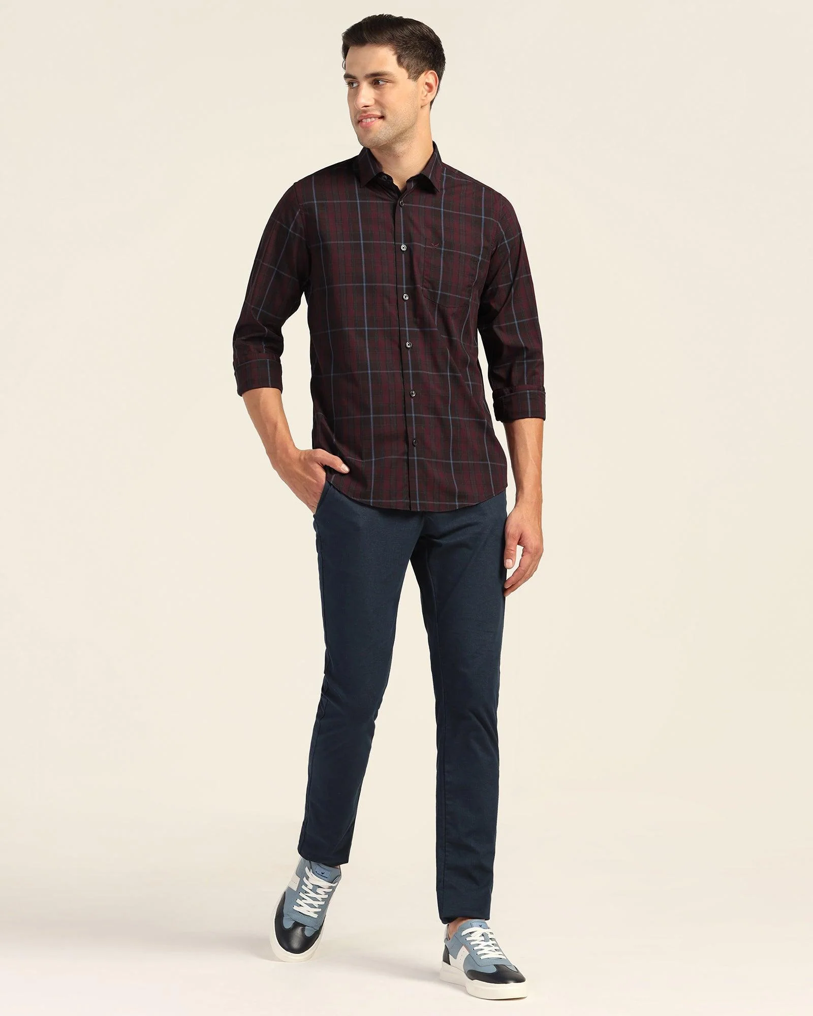 Casual Red Check Shirt - Roma - Image 3