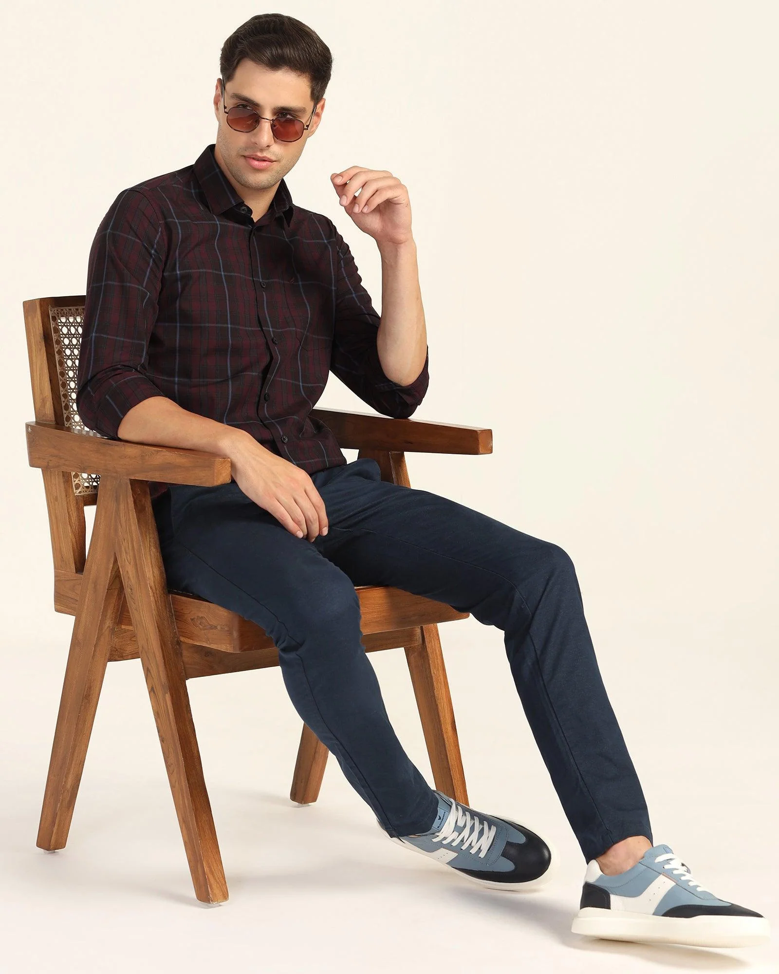Casual Red Check Shirt - Roma - Image 7