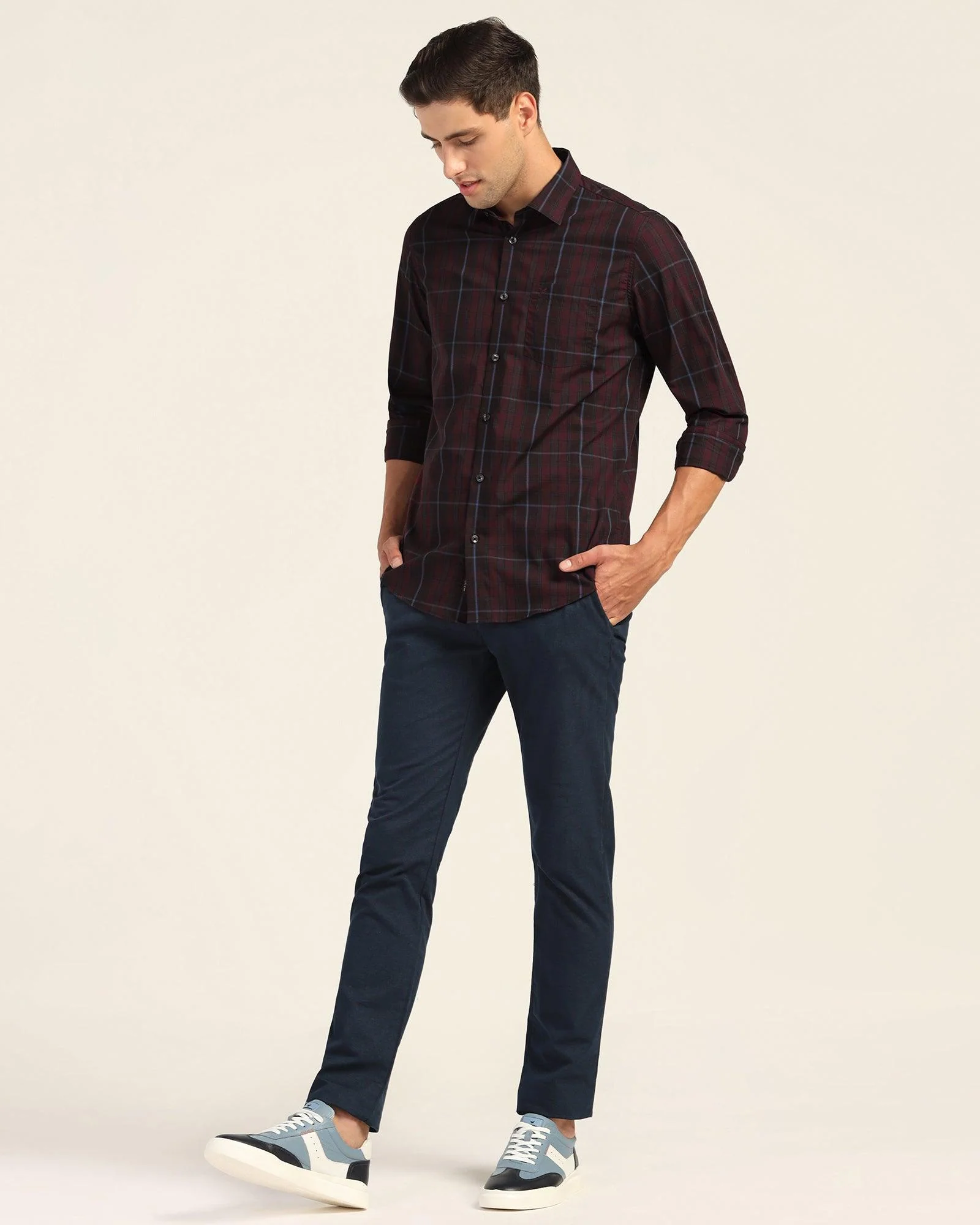Casual Red Check Shirt - Roma - Image 8