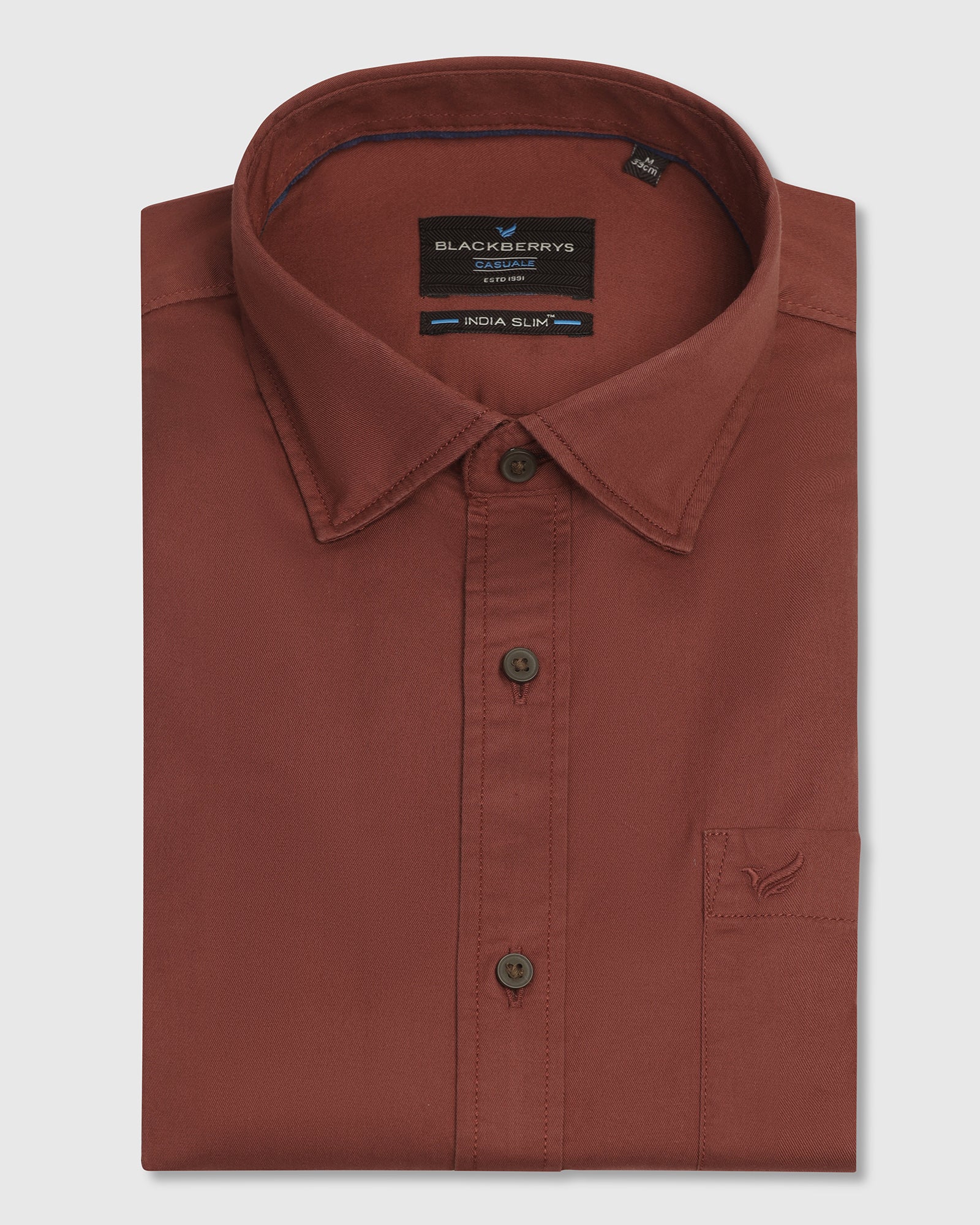 Casual Rust Solid Shirt - Juro - Image 5