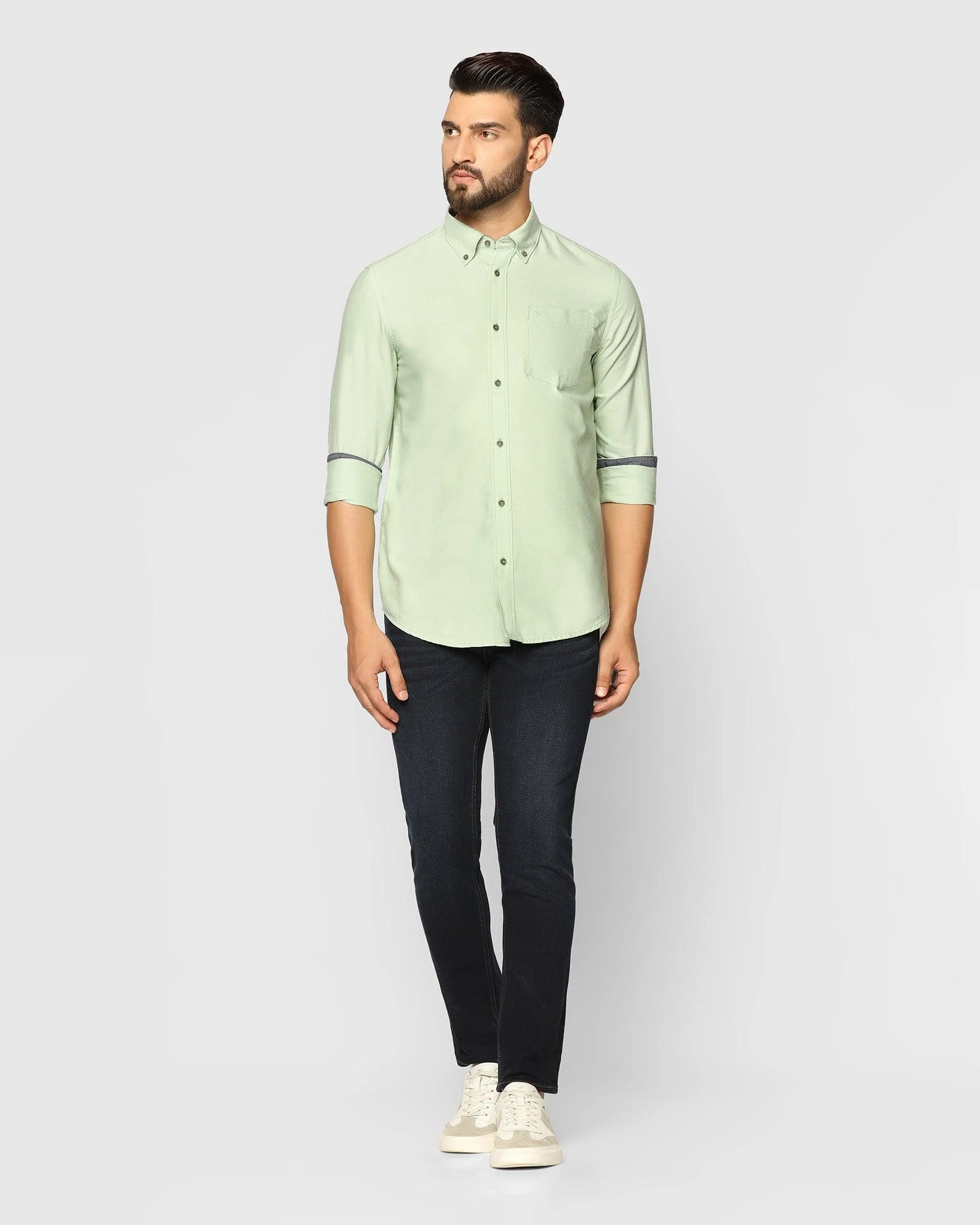 Casual Light Green Solid Shirt - Tonic - Image 3