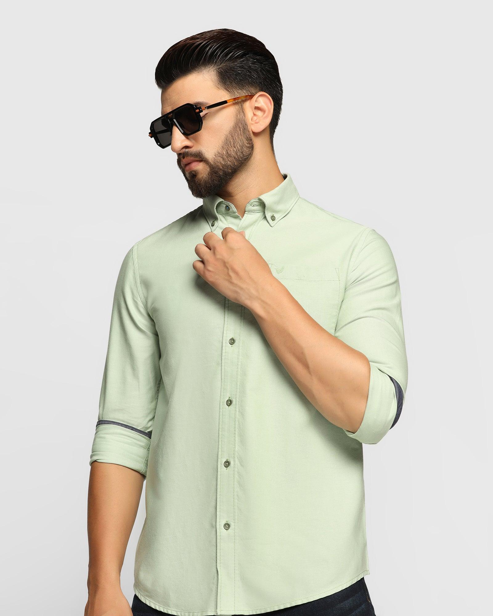 Casual Light Green Solid Shirt - Tonic - Image 7
