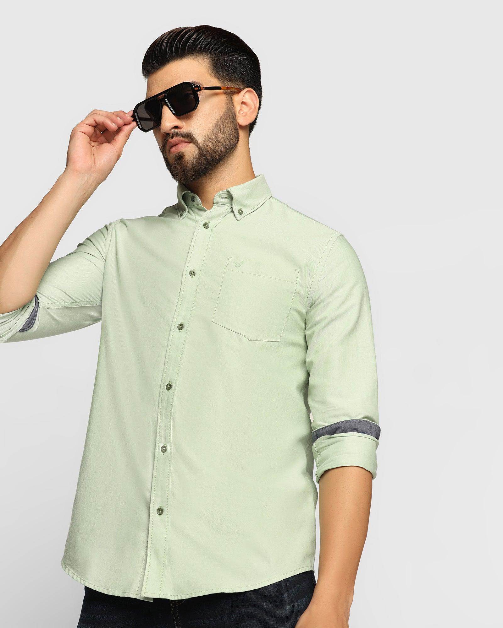Casual Light Green Solid Shirt - Tonic - Image 8