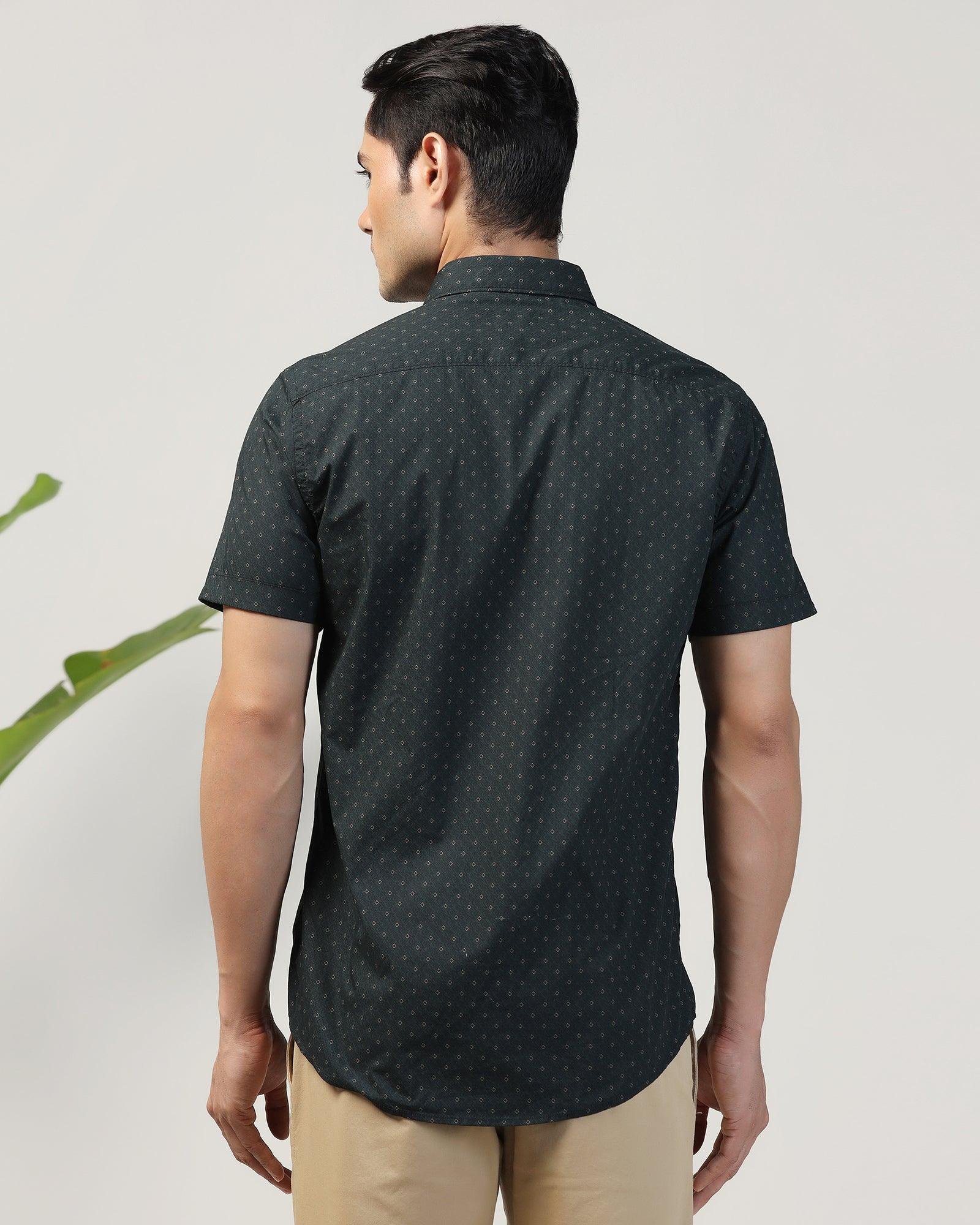Casual Half Sleeve Teal Printed Shirt - Arwen - Image 2