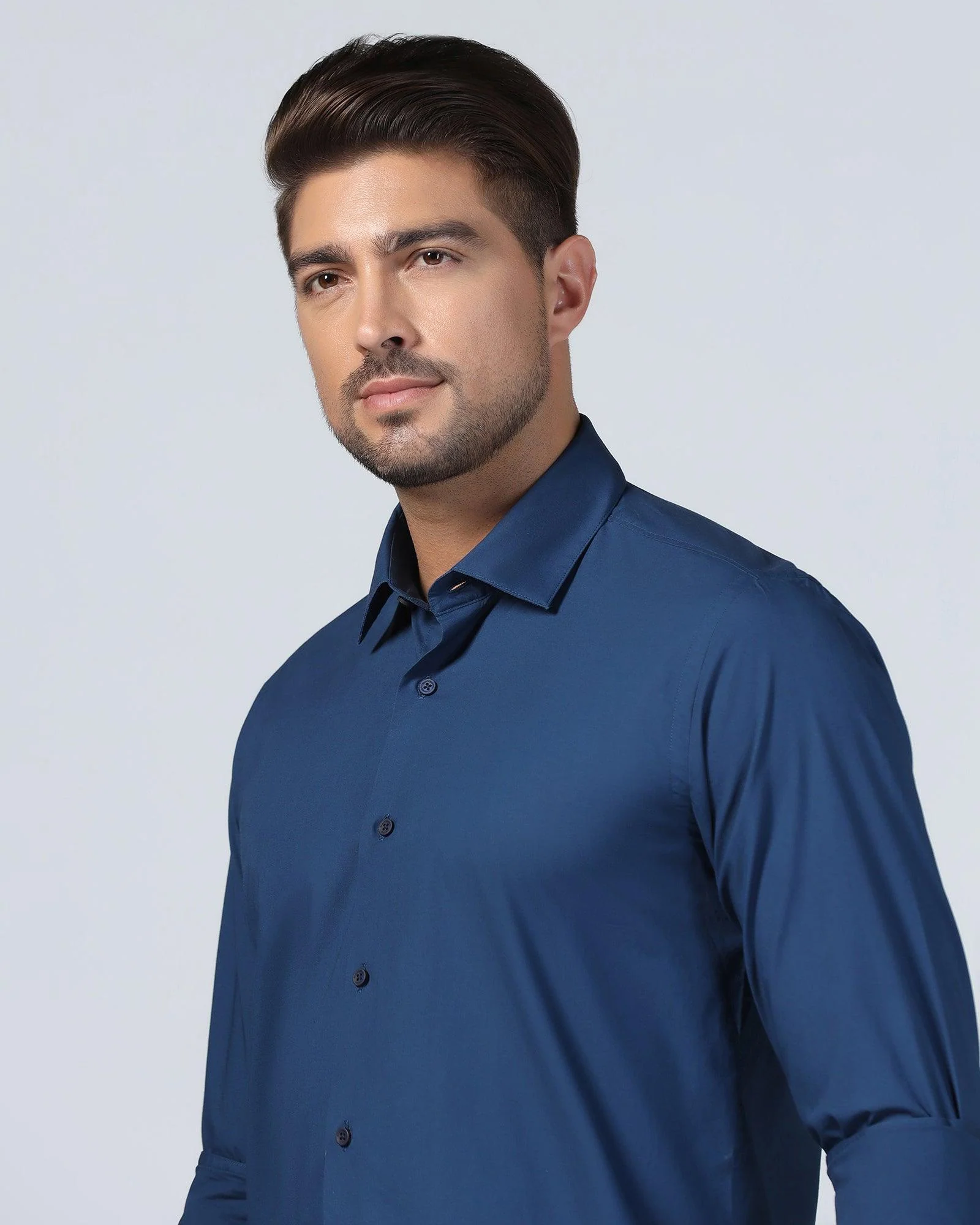 Casual Teal Solid Shirt - Lujo - Image 4