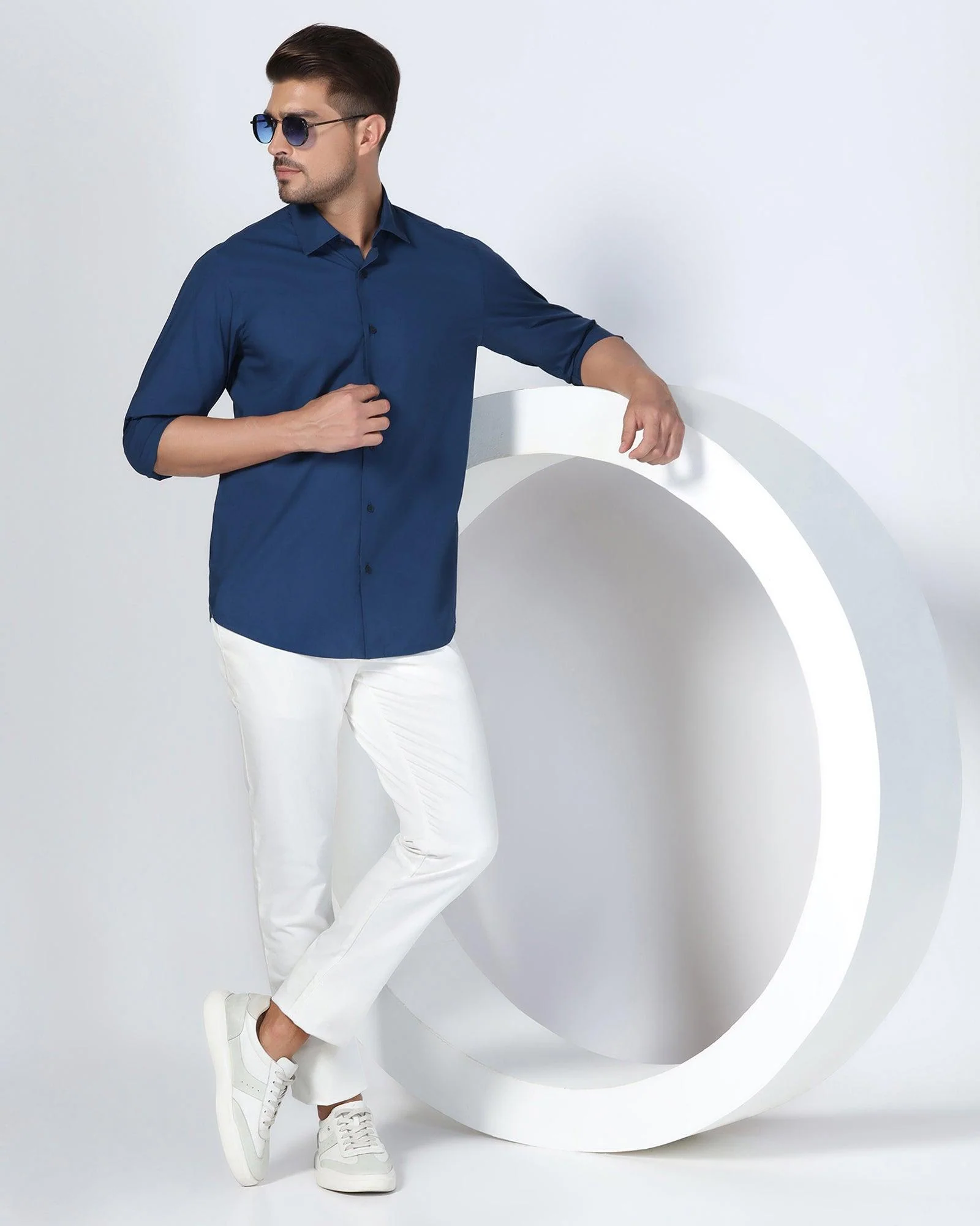 Casual Teal Solid Shirt - Lujo - Image 7