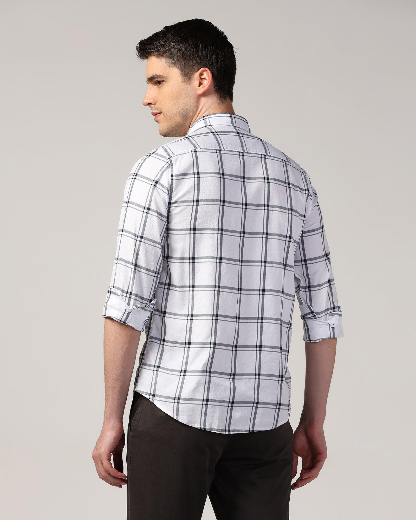 Casual White Check Shirt - Kevin - Image 2