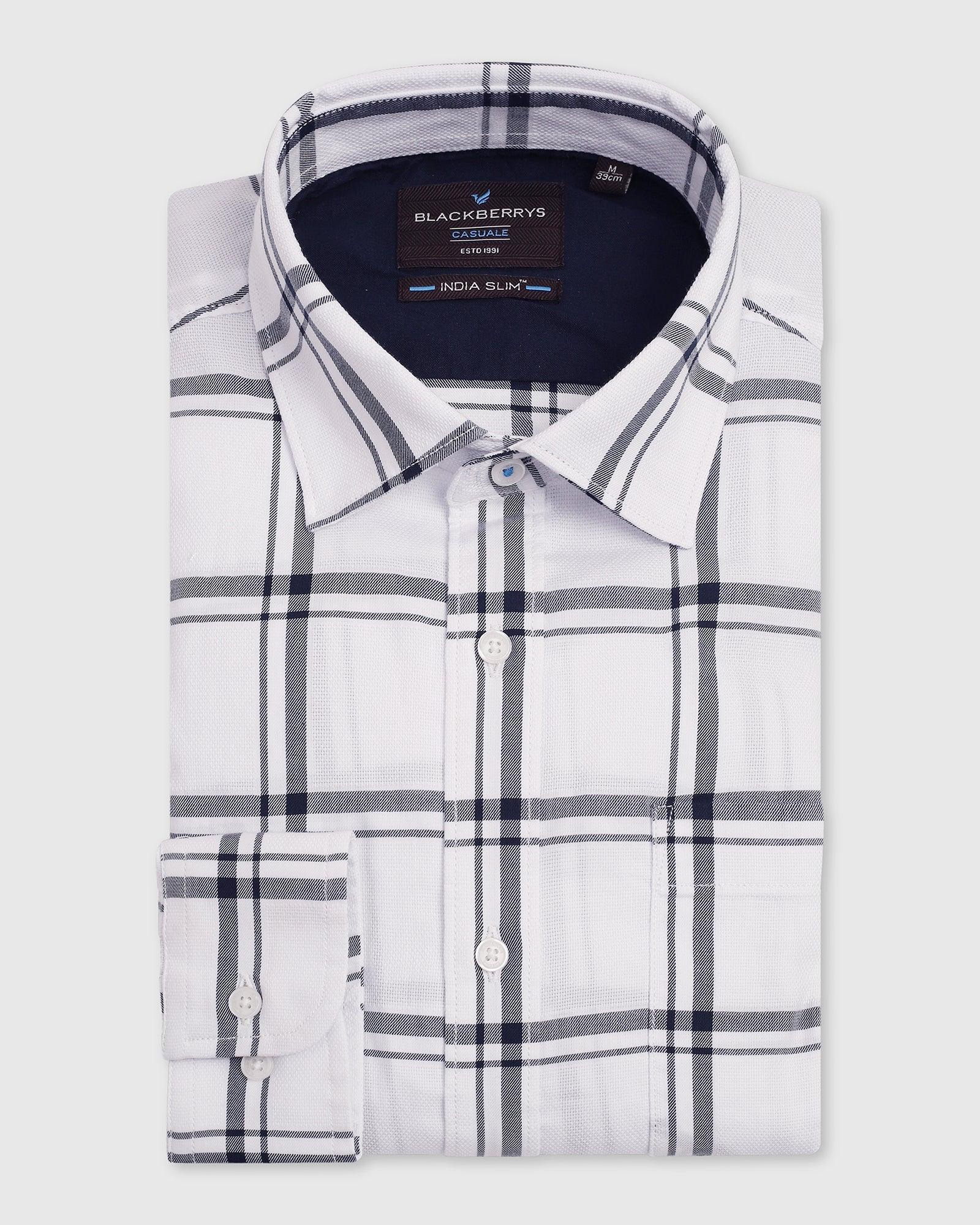 Casual White Check Shirt - Kevin - Image 5