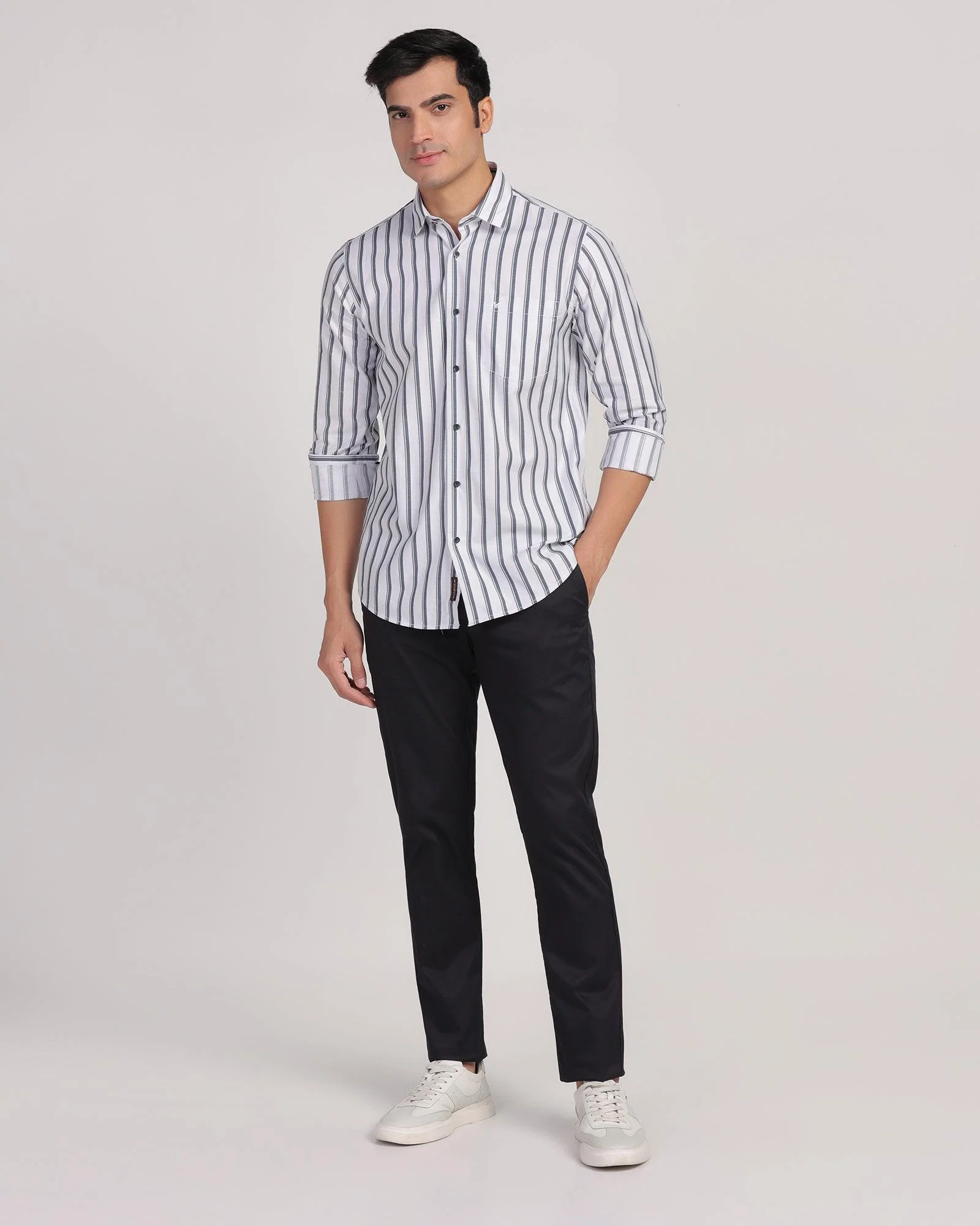 Casual White Stripe Shirt - Vegas - Image 3