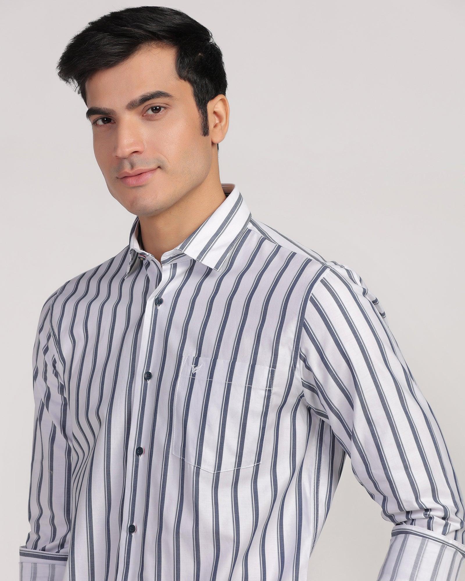 Casual White Stripe Shirt - Vegas - Image 4