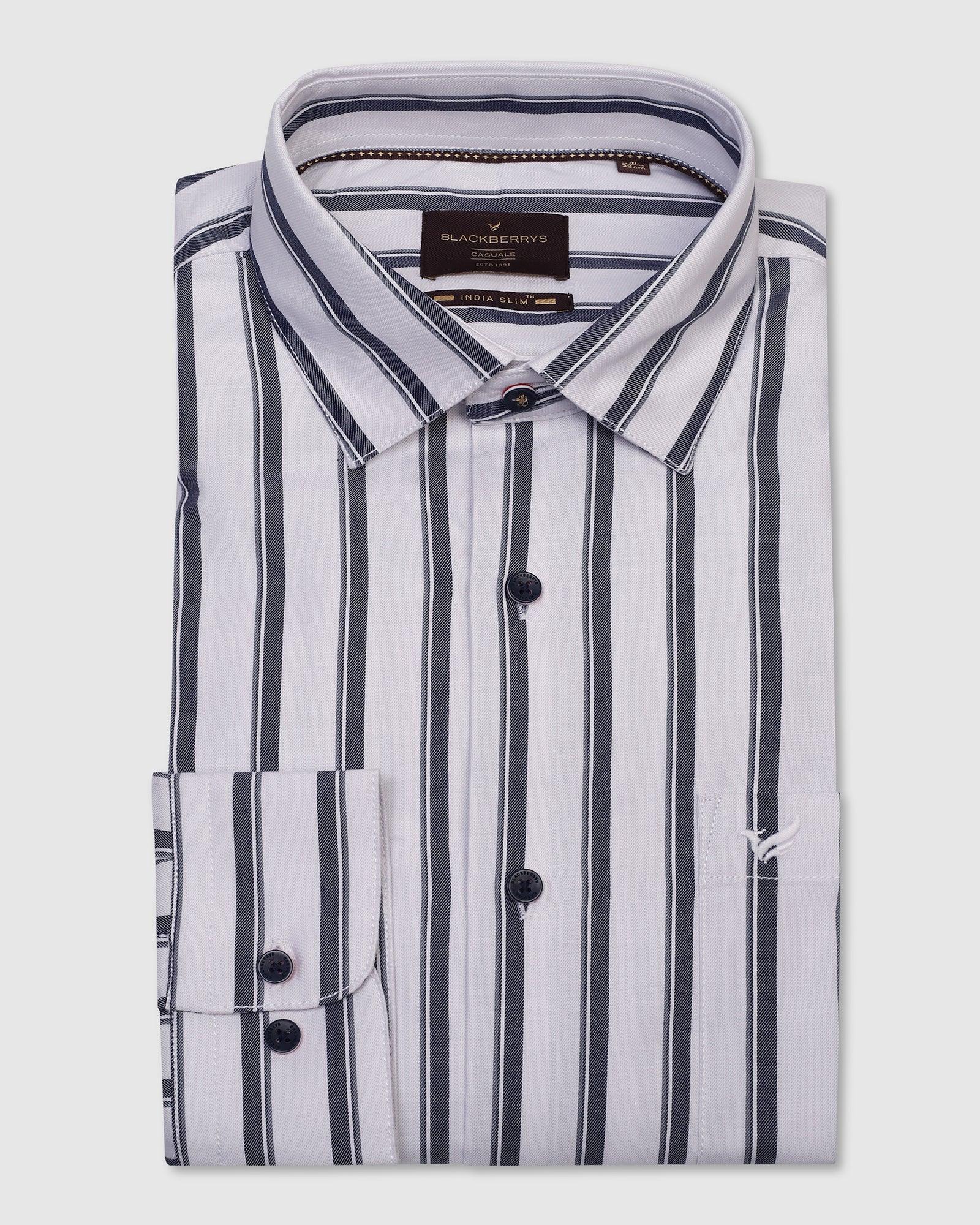 Casual White Stripe Shirt - Vegas - Image 5