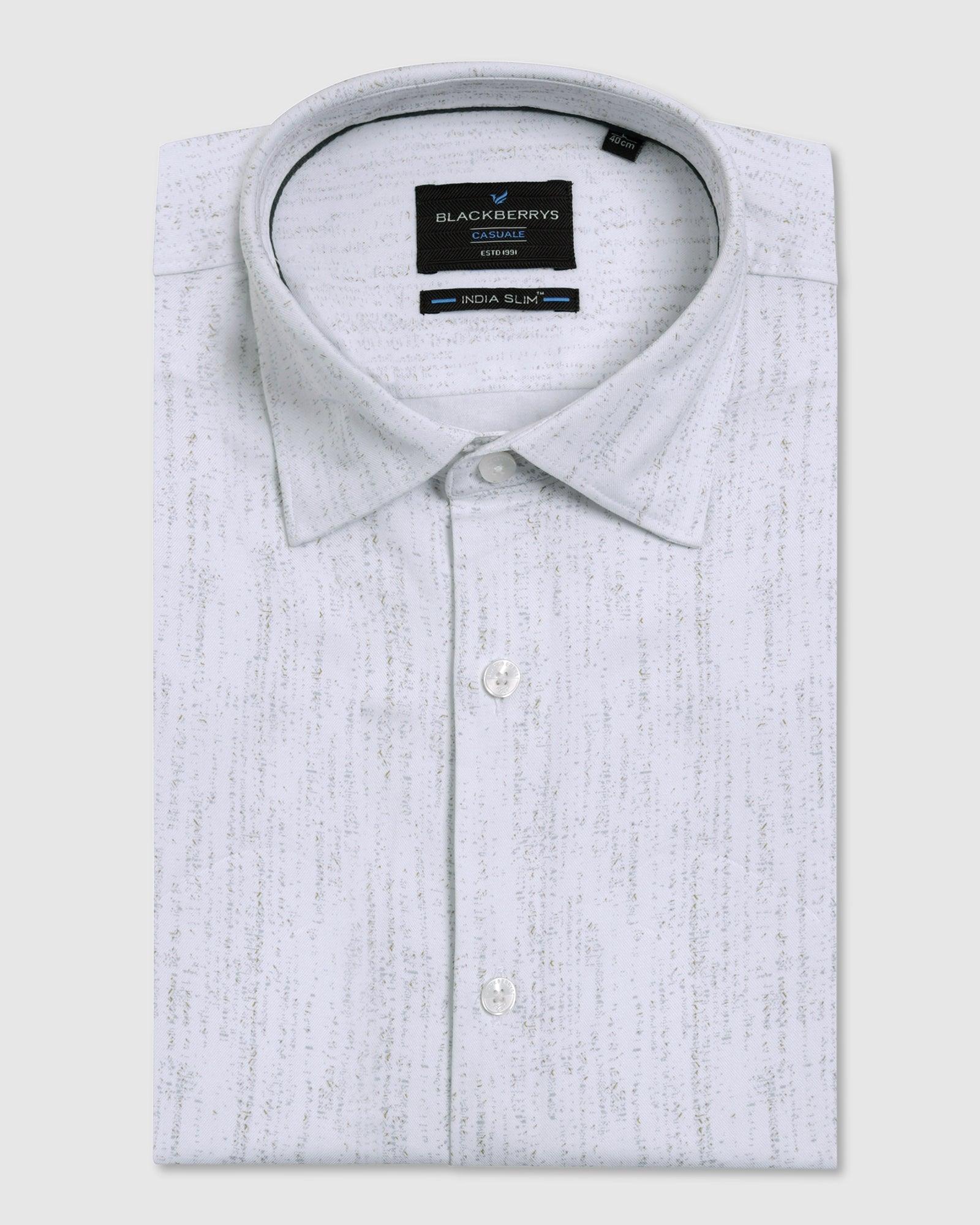 Casual White Printed Shirt - Ena - Image 5