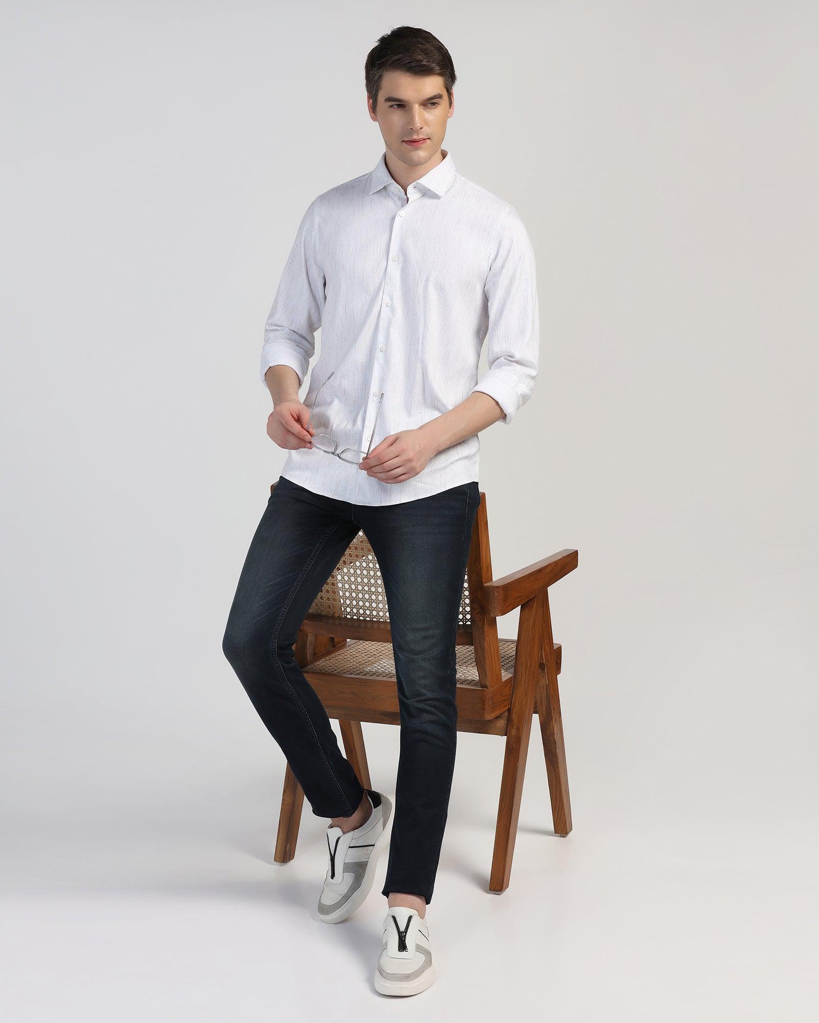 Casual White Printed Shirt - Ena - Image 7