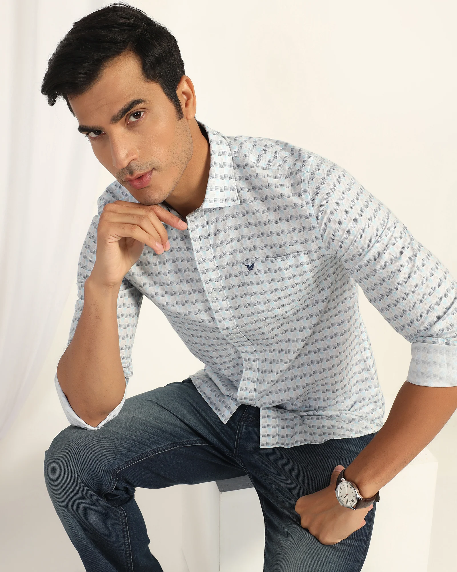 Casual White Printed Shirt - Felip - Image 9
