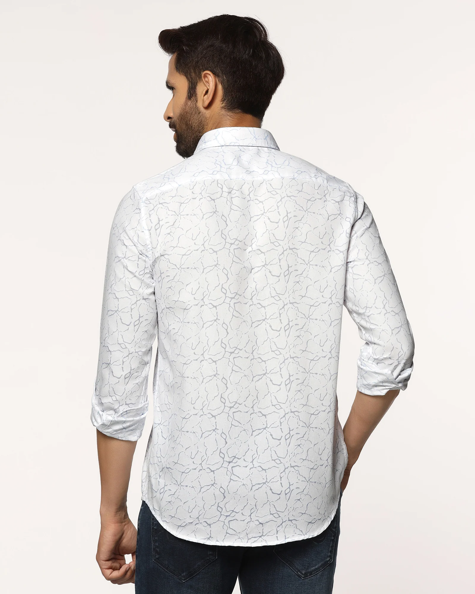 Casual White Printed Shirt - Mercer - Image 2