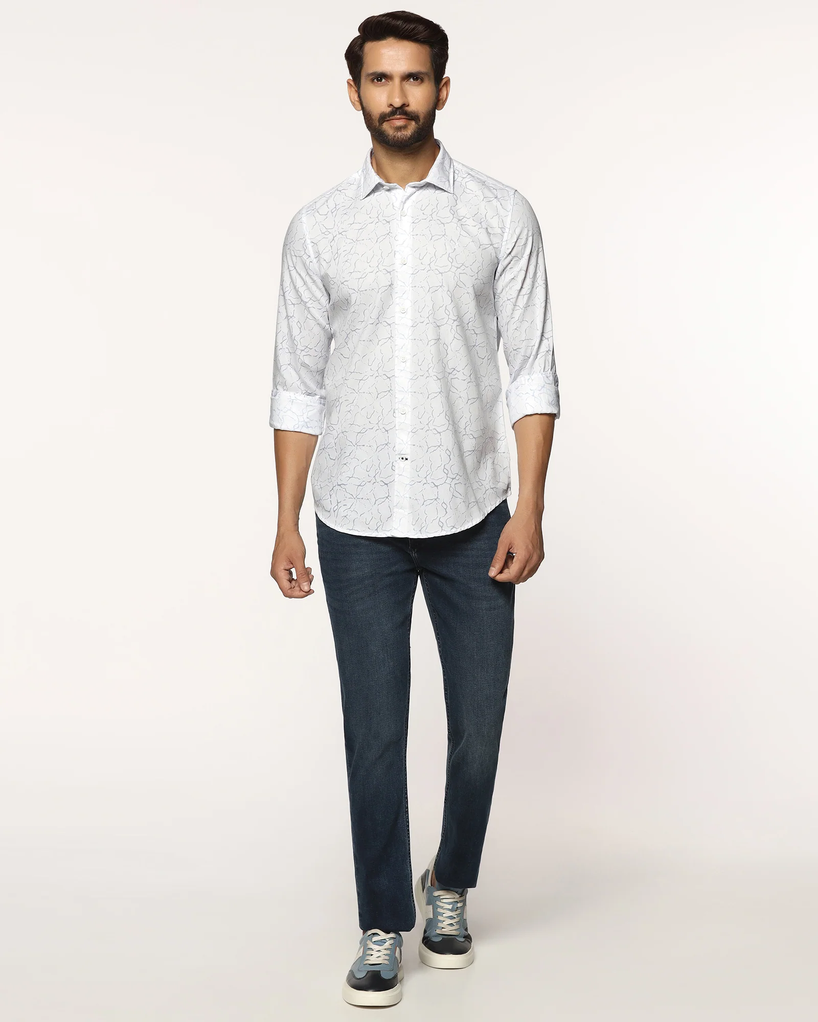 Casual White Printed Shirt - Mercer - Image 3