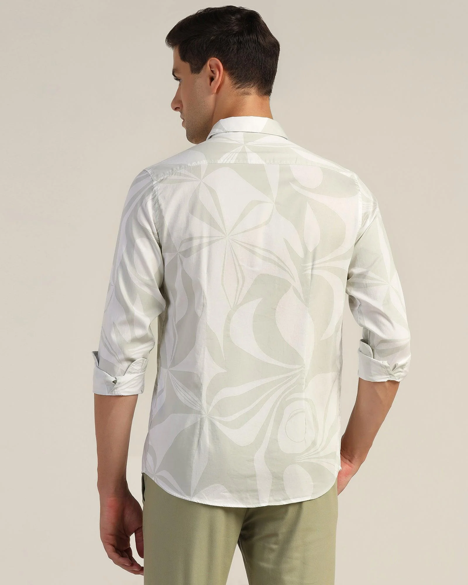 Casual White Printed Shirt - Tuna - Image 2