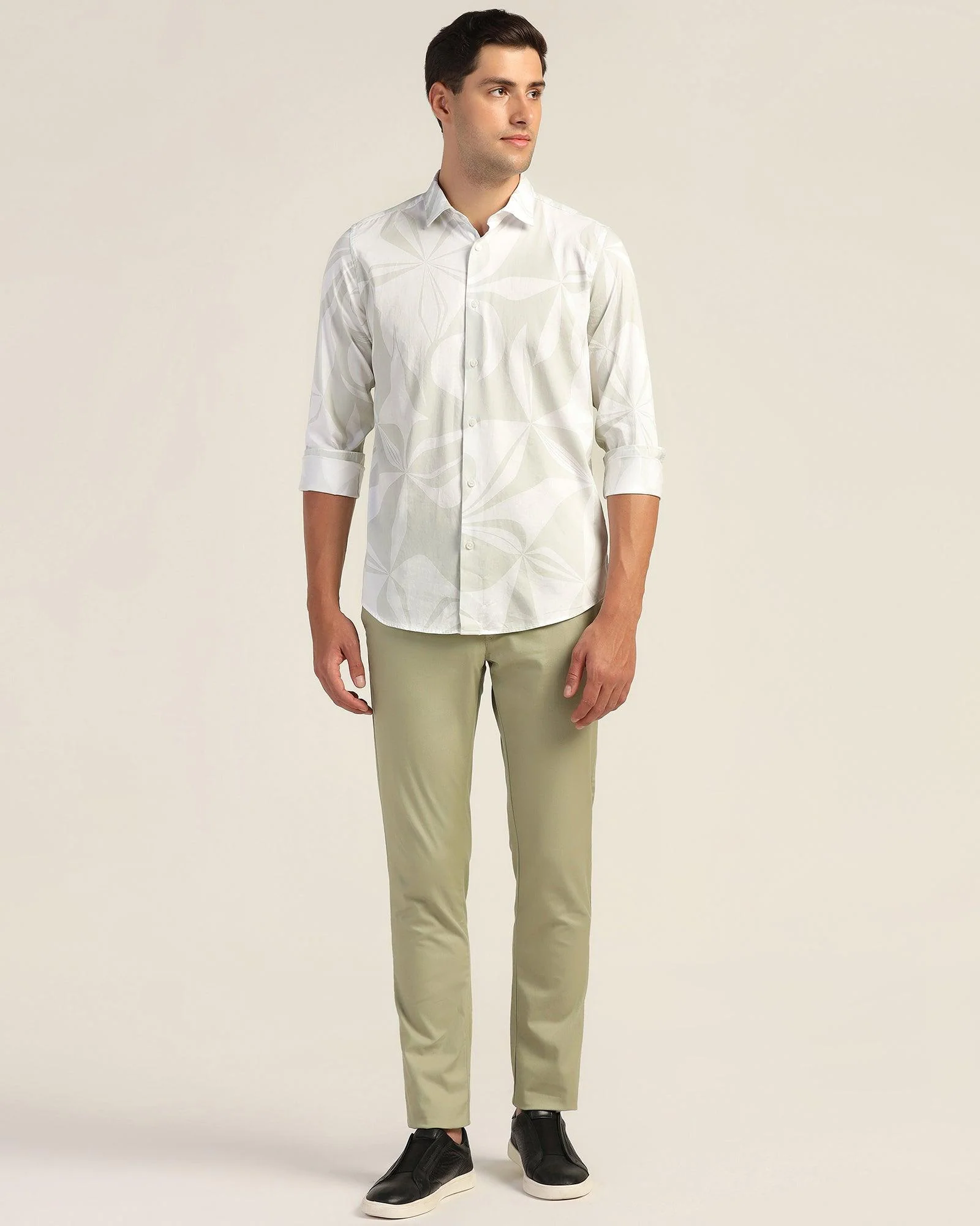 Casual White Printed Shirt - Tuna - Image 3