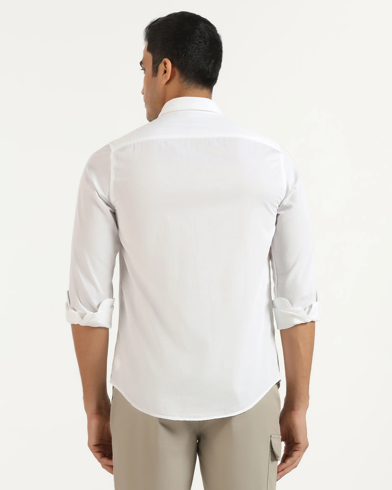 Casual White Solid Shirt - Juro - Image 2