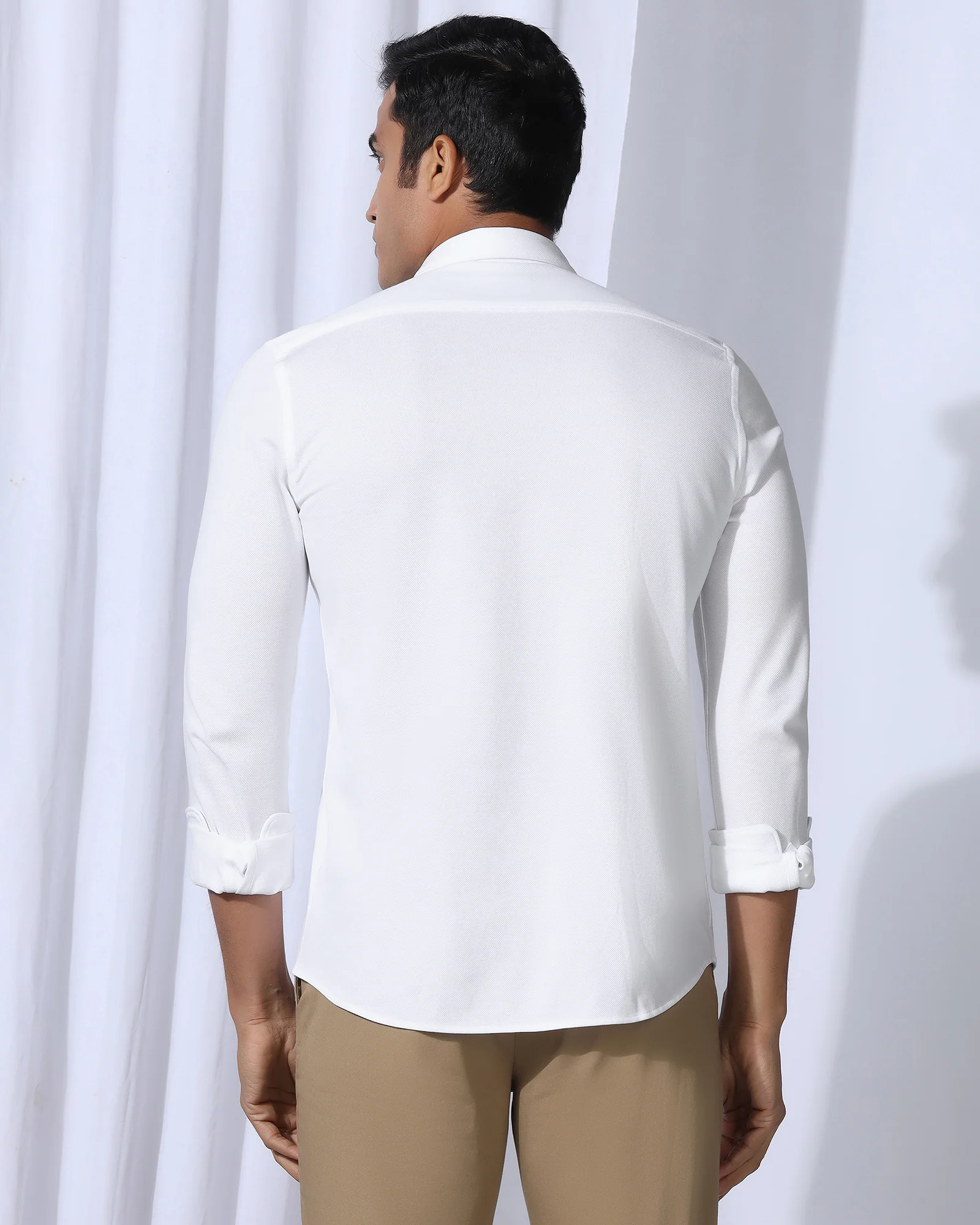 Casual White Solid Shirt - Pelantos - Image 2