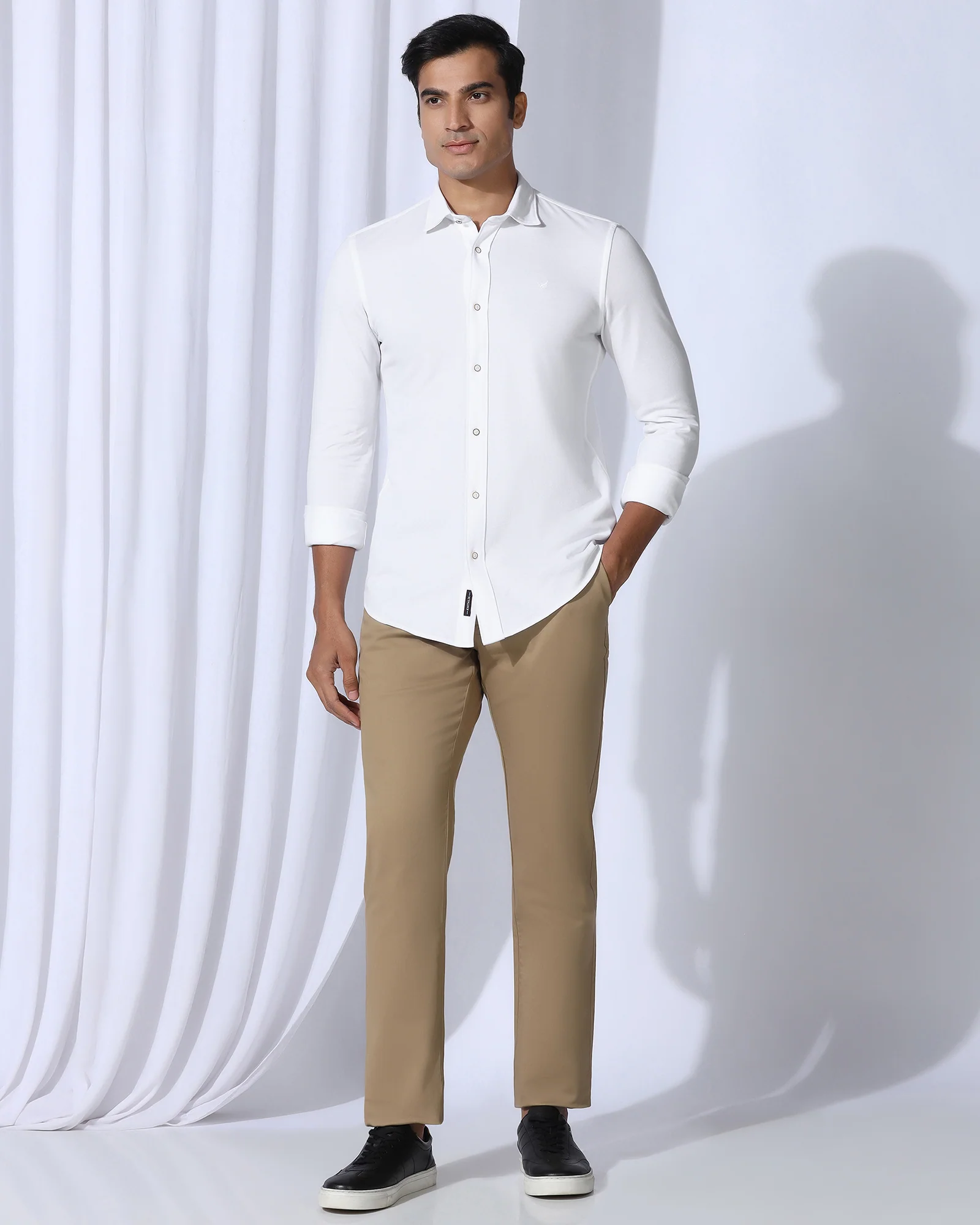 Casual White Solid Shirt - Pelantos - Image 3