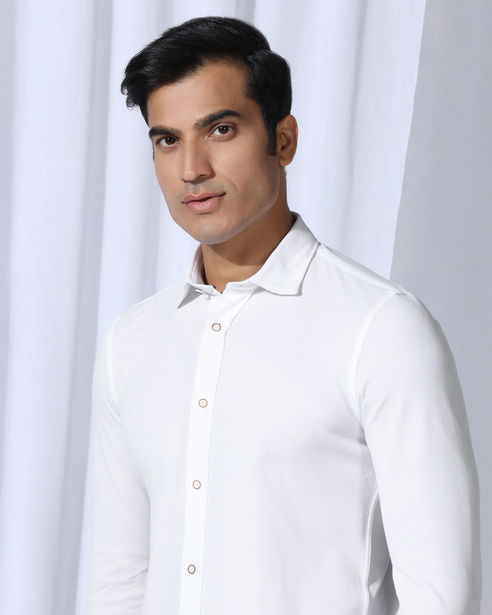 Casual White Solid Shirt - Pelantos - Image 4