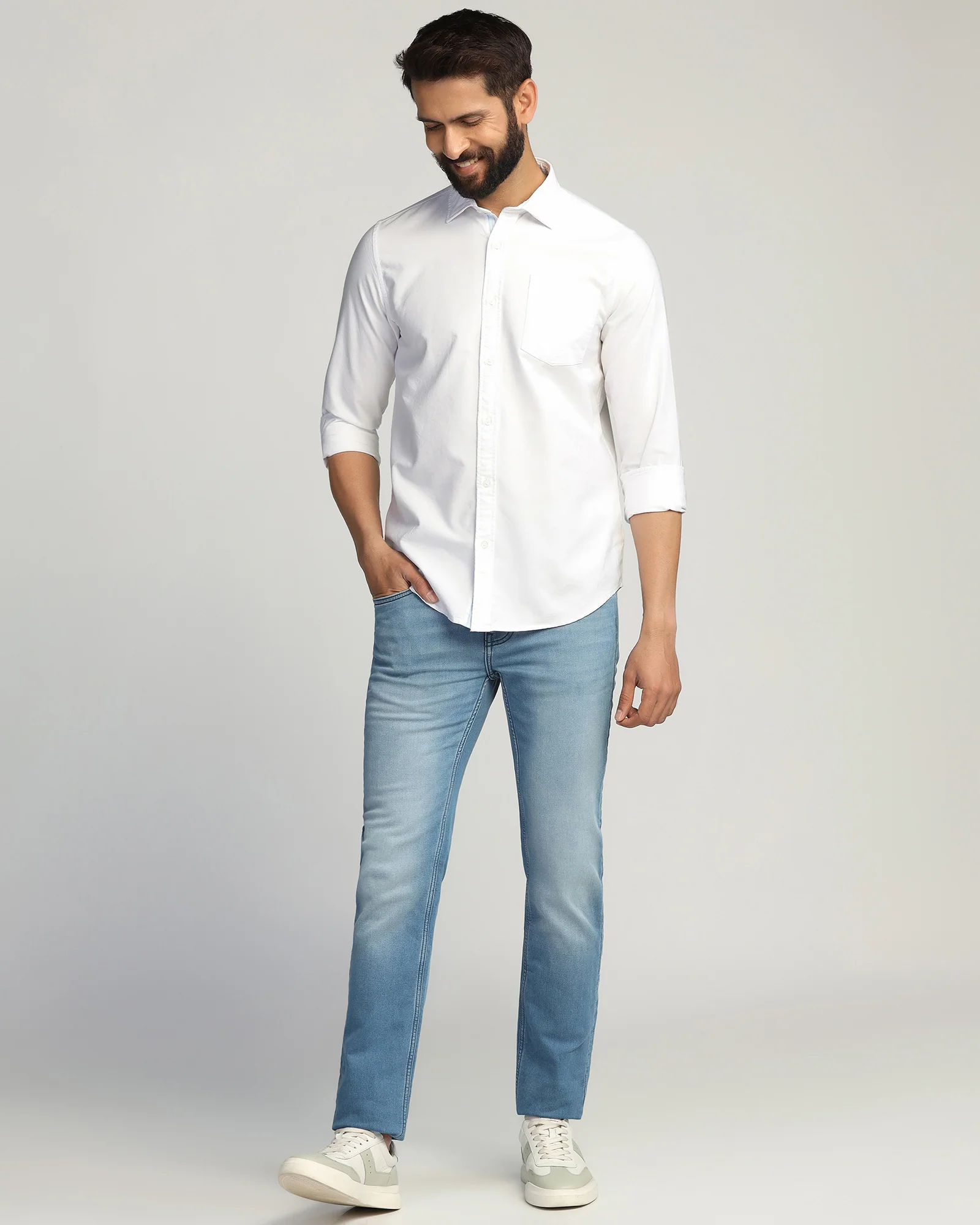 Casual White Solid Shirt - Solly - Image 3