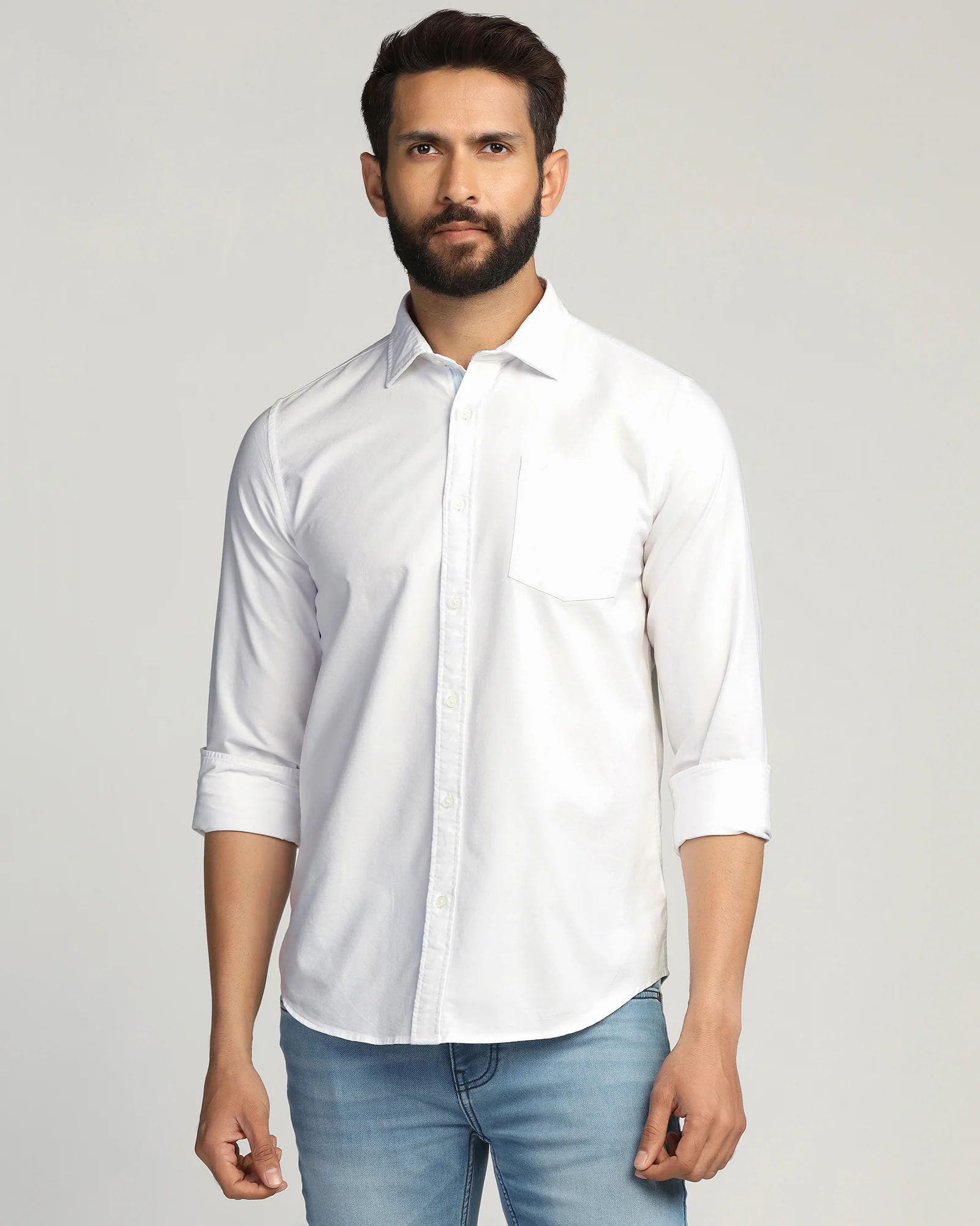 Casual White Solid Shirt - Solly - Image 8