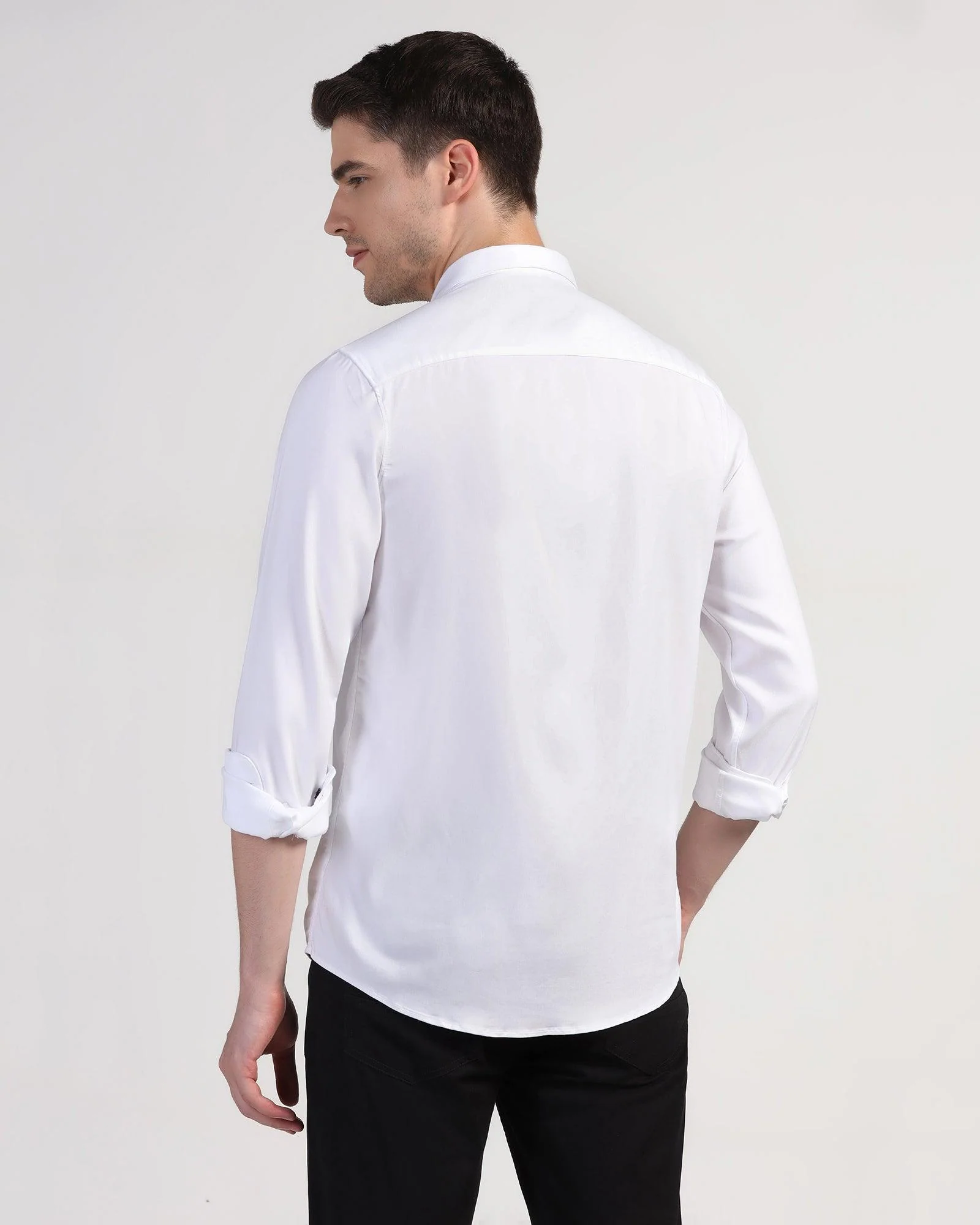 Casual White Solid Shirt - Sula - Image 2